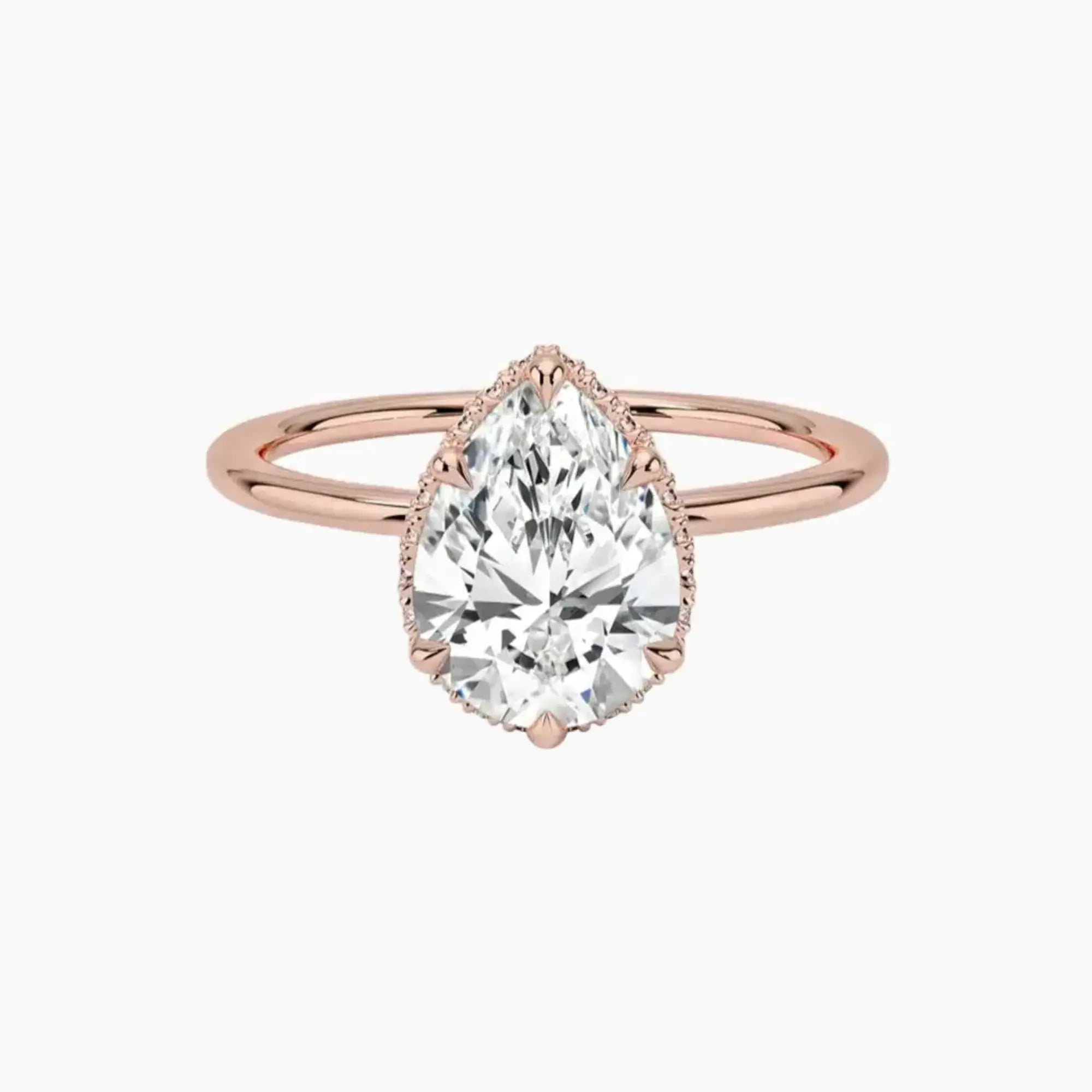 Mirabel Pear Hidden Halo Diamond Ring Setting in 18K Yellow Gold
