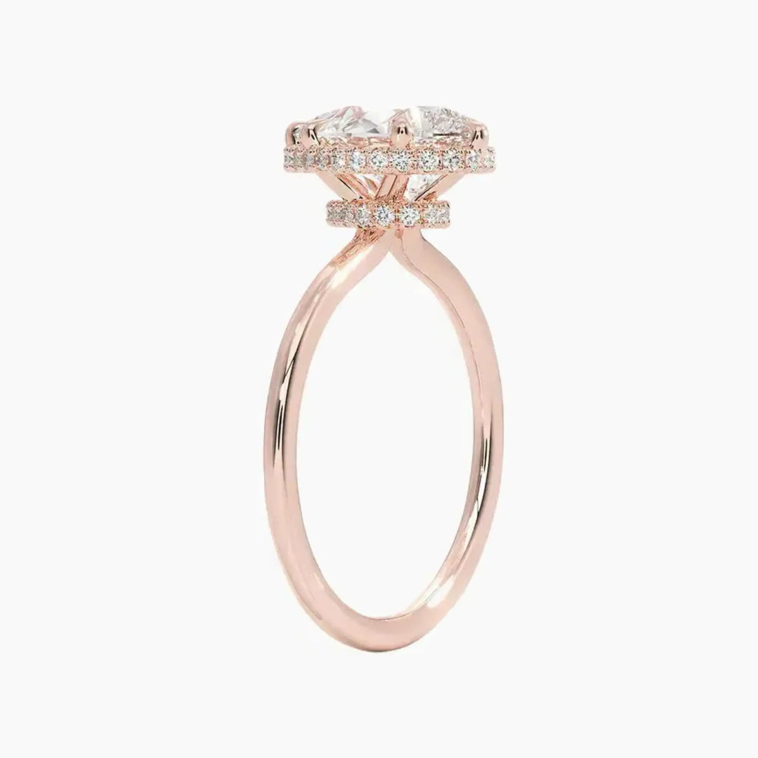 Mirabel Pear Hidden Halo Diamond Ring Setting in 18K White Gold