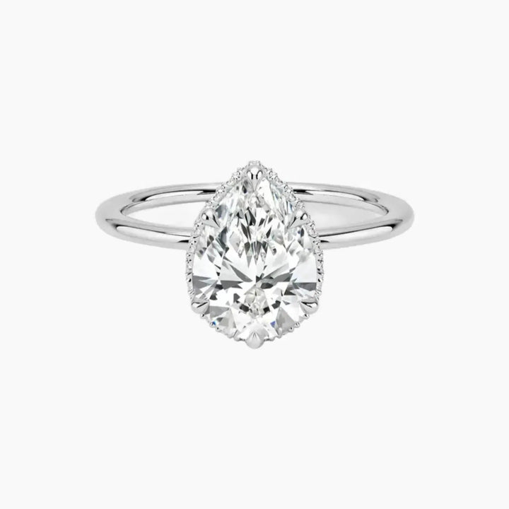 Mirabel Pear Hidden Halo 1.5 Carat Lab Grown Diamond Engagement Ring in 18K White Gold