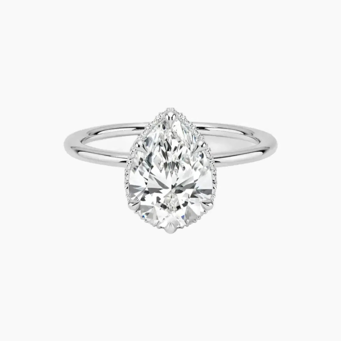 Mirabel Pear Hidden Halo 1 Carat Lab Grown Diamond Engagement Ring in 18K Yellow Gold
