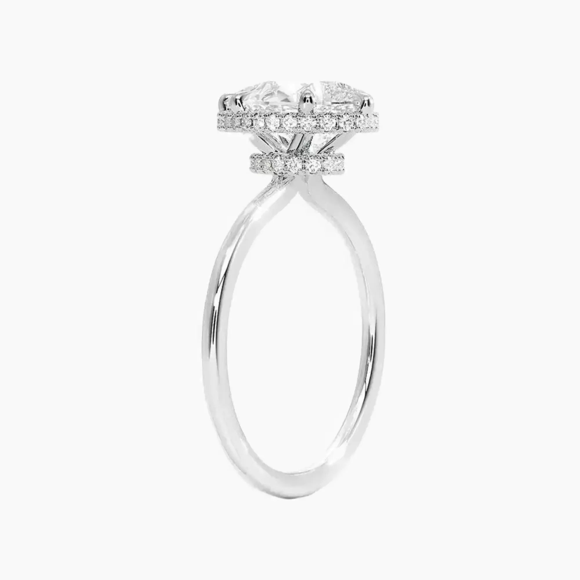 Mirabel Pear Hidden Halo Diamond Ring Setting in 14K Rose Gold