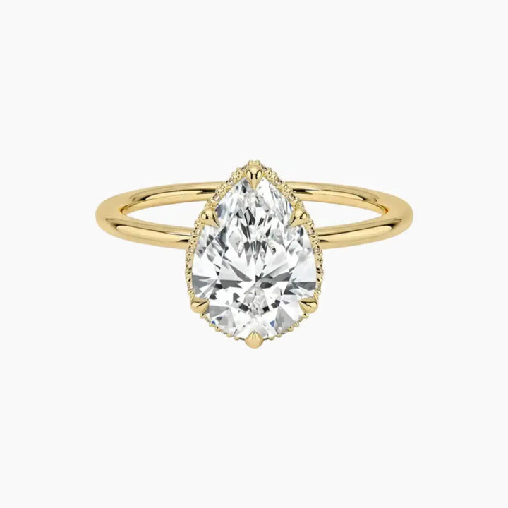Mirabel Pear Hidden Halo 2 Carat Lab Grown Diamond Engagement Ring in 18K Yellow Gold