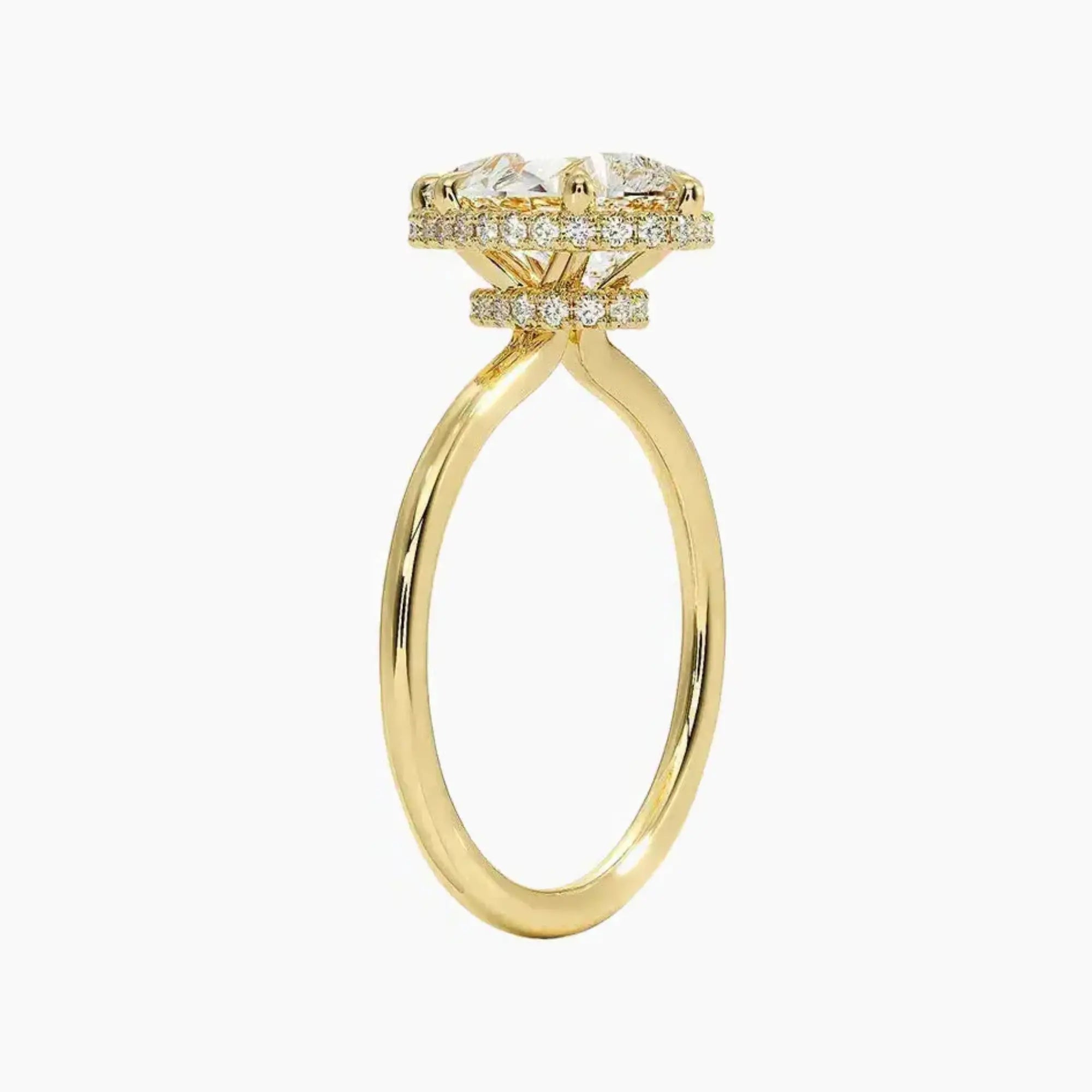 Mirabel Pear Hidden Halo Diamond Ring Setting in 18K Rose Gold
