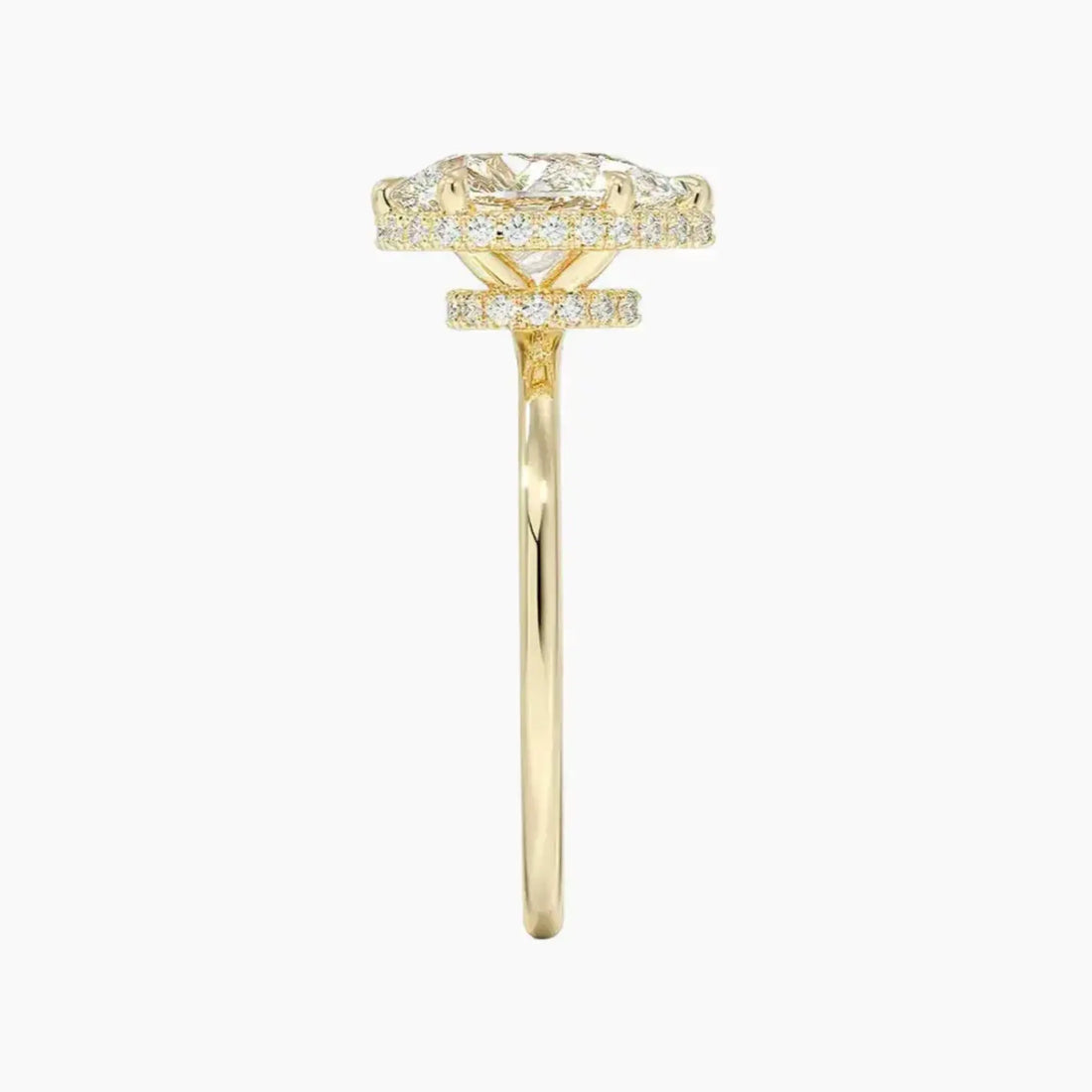 Mirabel Pear Hidden Halo 1 Carat Lab Grown Diamond Engagement Ring in 18K Yellow Gold