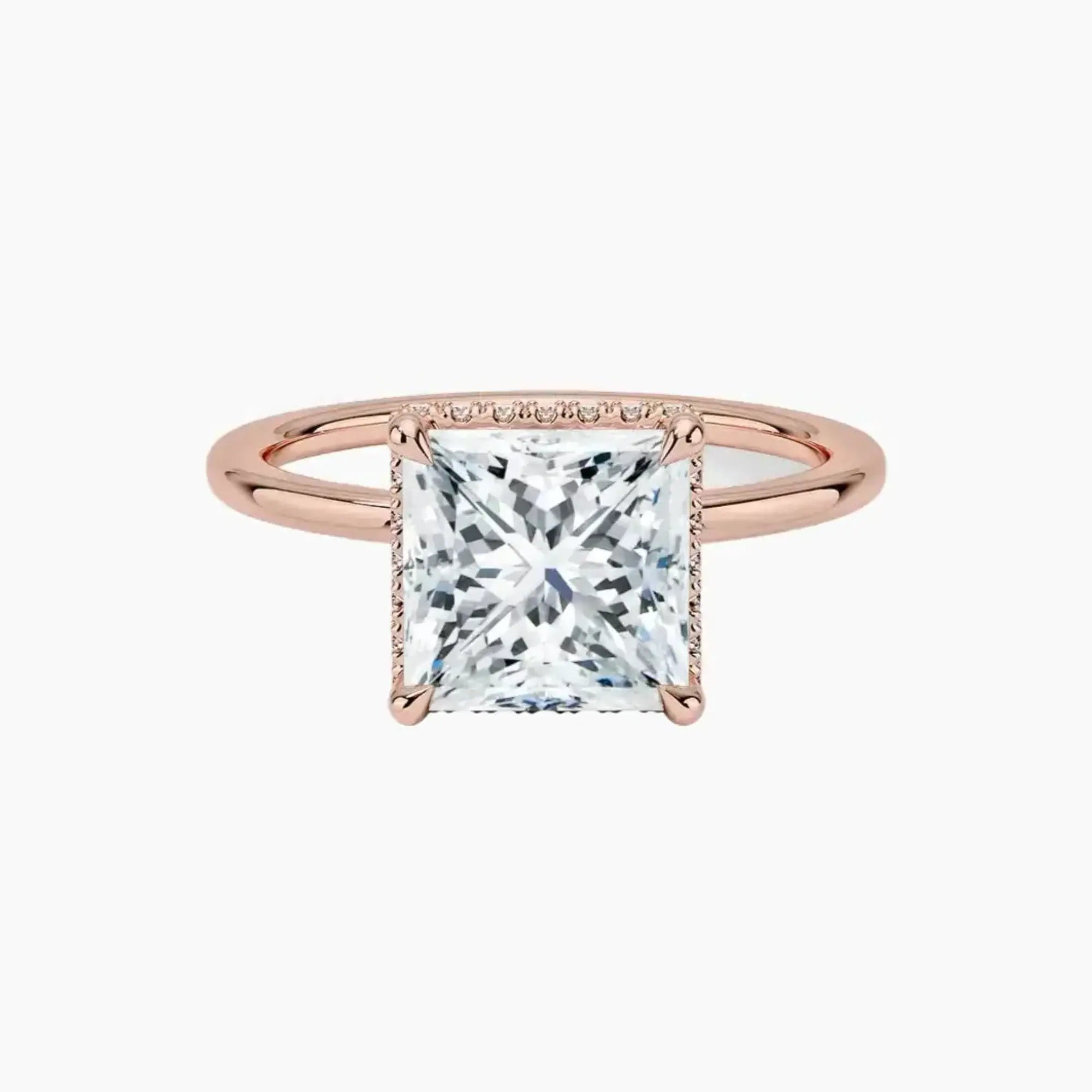 Mirabel Princess Hidden Halo 1 Carat Lab Grown Diamond Engagement Ring in 14K Yellow Gold