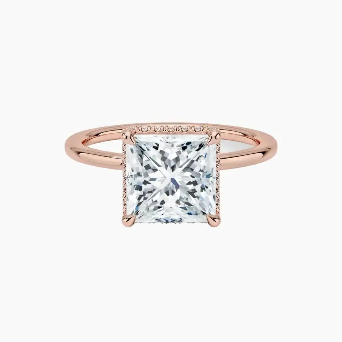 Mirabel Princess Hidden Halo 1 Carat Lab Grown Diamond Engagement Ring in 14K Yellow Gold