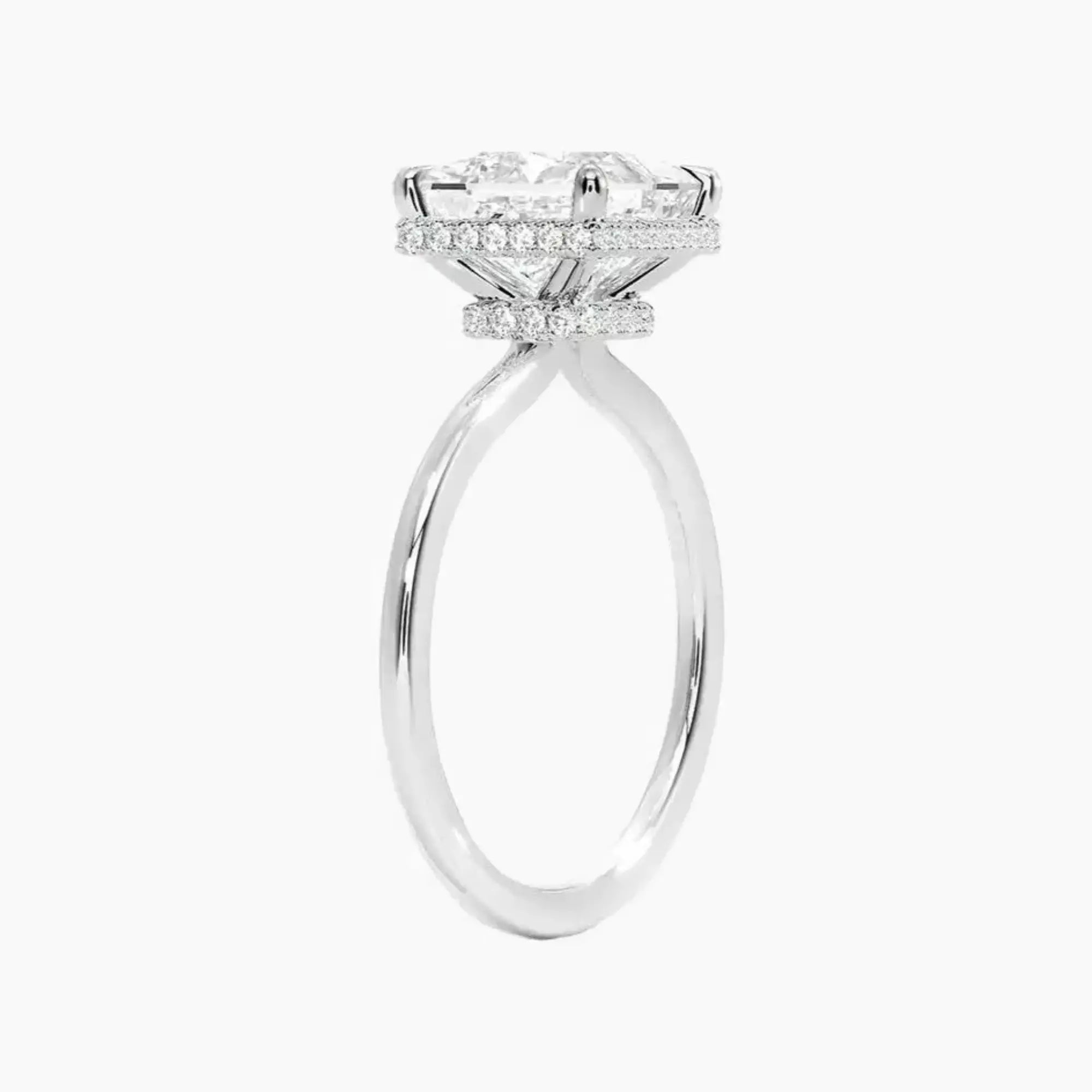 Mirabel Princess Hidden Halo 1 Carat Lab Grown Diamond Engagement Ring in 14K White Gold