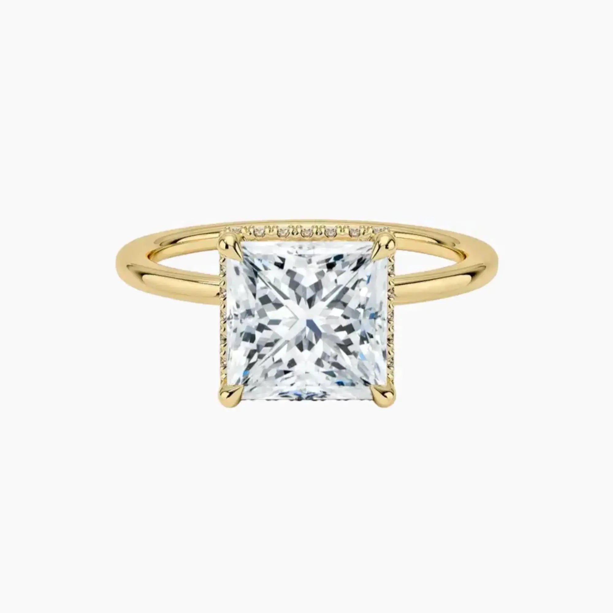 Mirabel Princess Hidden Halo 3 Carat Lab Grown Diamond Engagement Ring in 18K White Gold