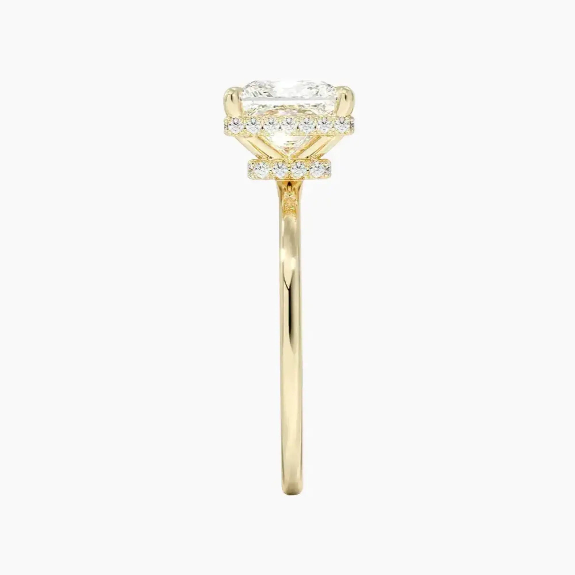 Mirabel Princess Hidden Halo Diamond Ring Setting in 18K Yellow Gold