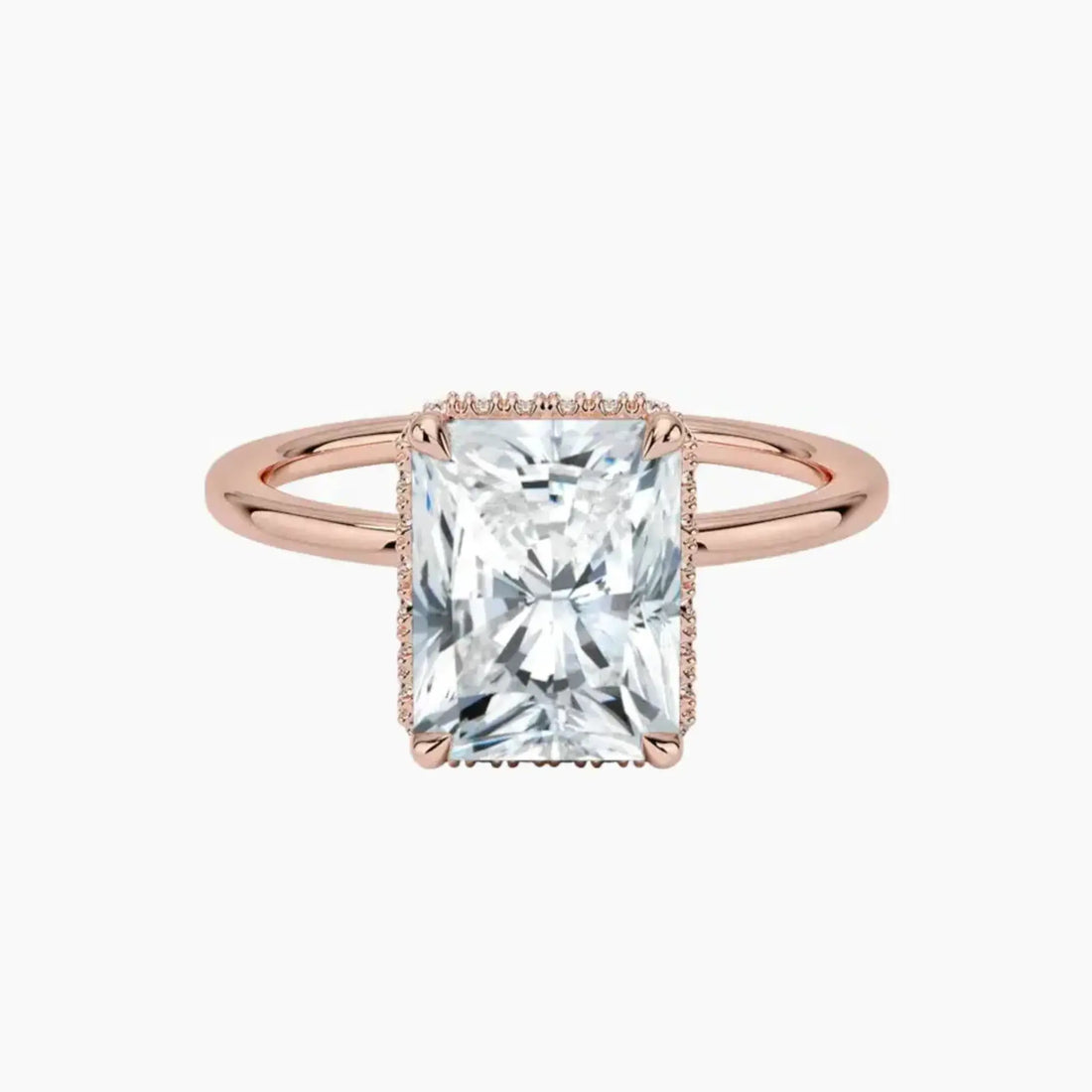 Mirabel Radiant Hidden Halo 2.5 Carat Lab Grown Diamond Engagement Ring in 18K White Gold