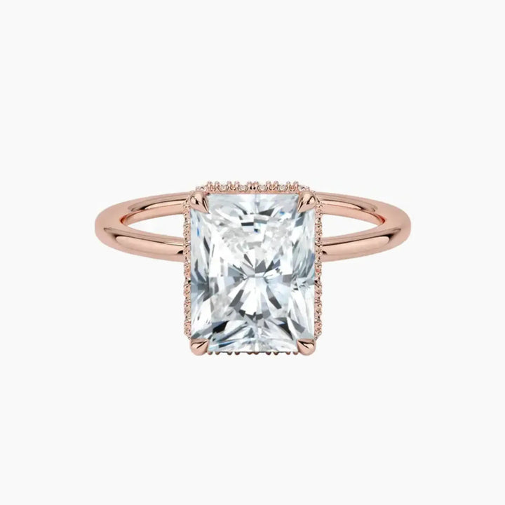 Mirabel Radiant Hidden Halo 2 Carat Lab Grown Diamond Engagement Ring in 18K Rose Gold