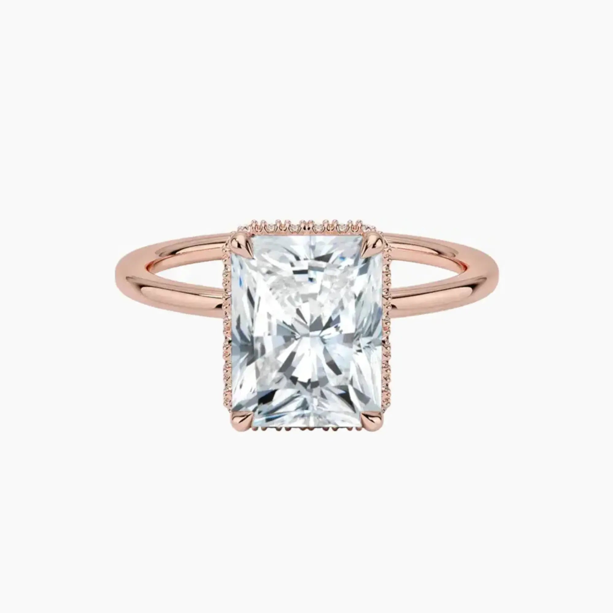 Mirabel Radiant Hidden Halo 1 Carat Lab Grown Diamond Engagement Ring in 14K Yellow Gold