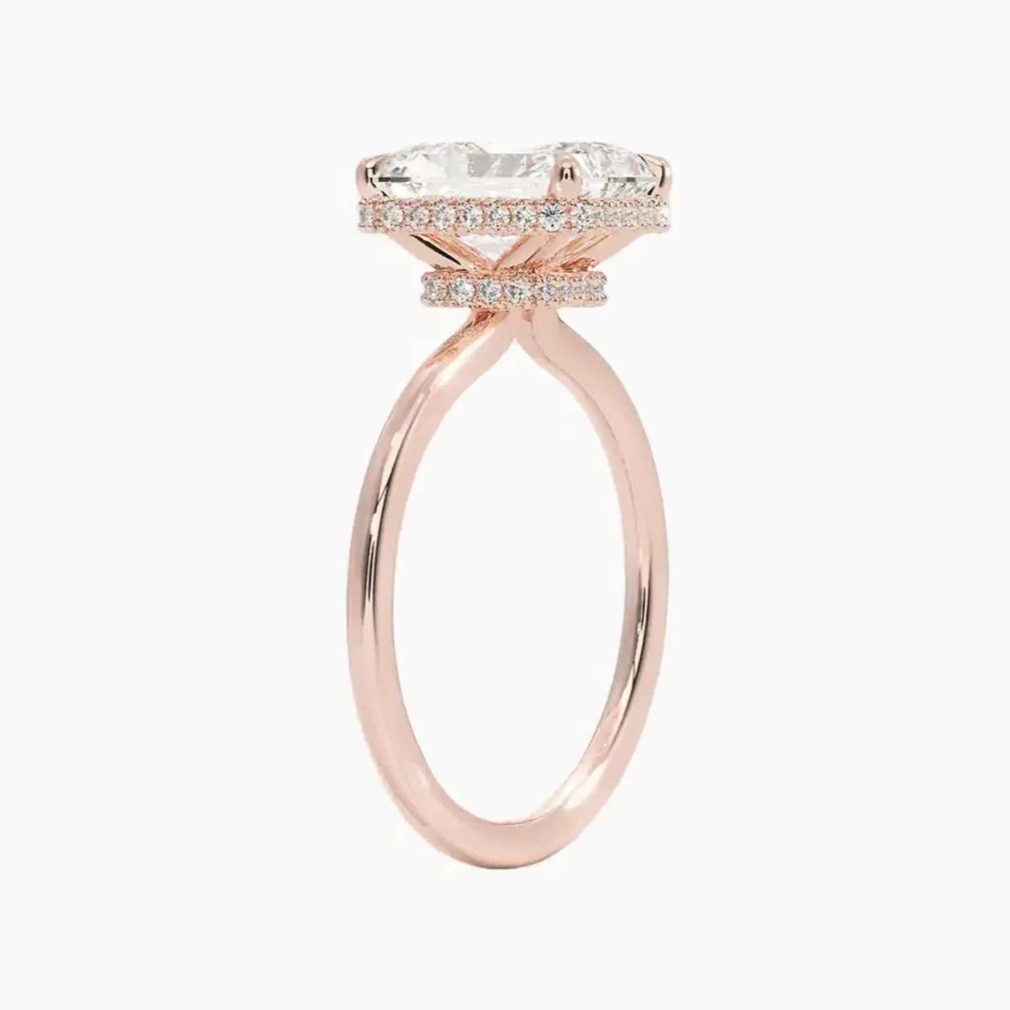 Mirabel Radiant Hidden Halo 2.5 Carat Lab Grown Diamond Engagement Ring in 18K Yellow Gold