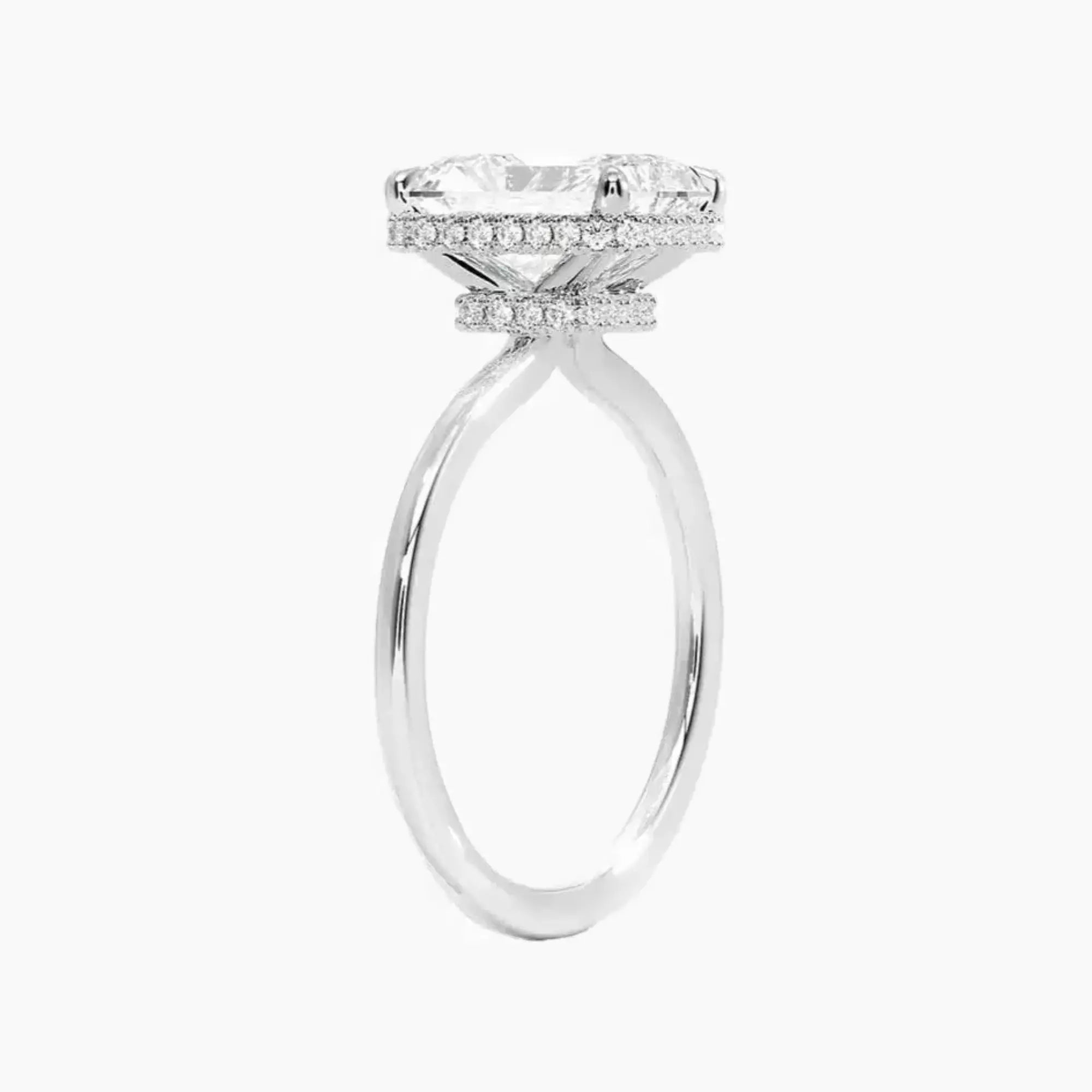 Mirabel Radiant Hidden Halo 2 Carat Lab Grown Diamond Engagement Ring in 18K White Gold
