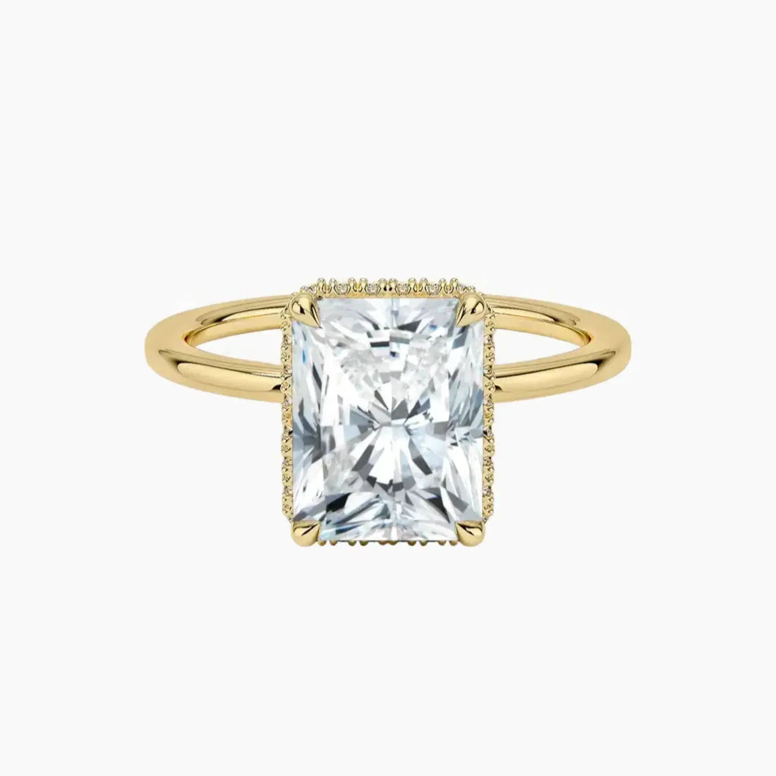 Mirabel Radiant Hidden Halo 1.5 Carat Lab Grown Diamond Engagement Ring in 14K Yellow Gold