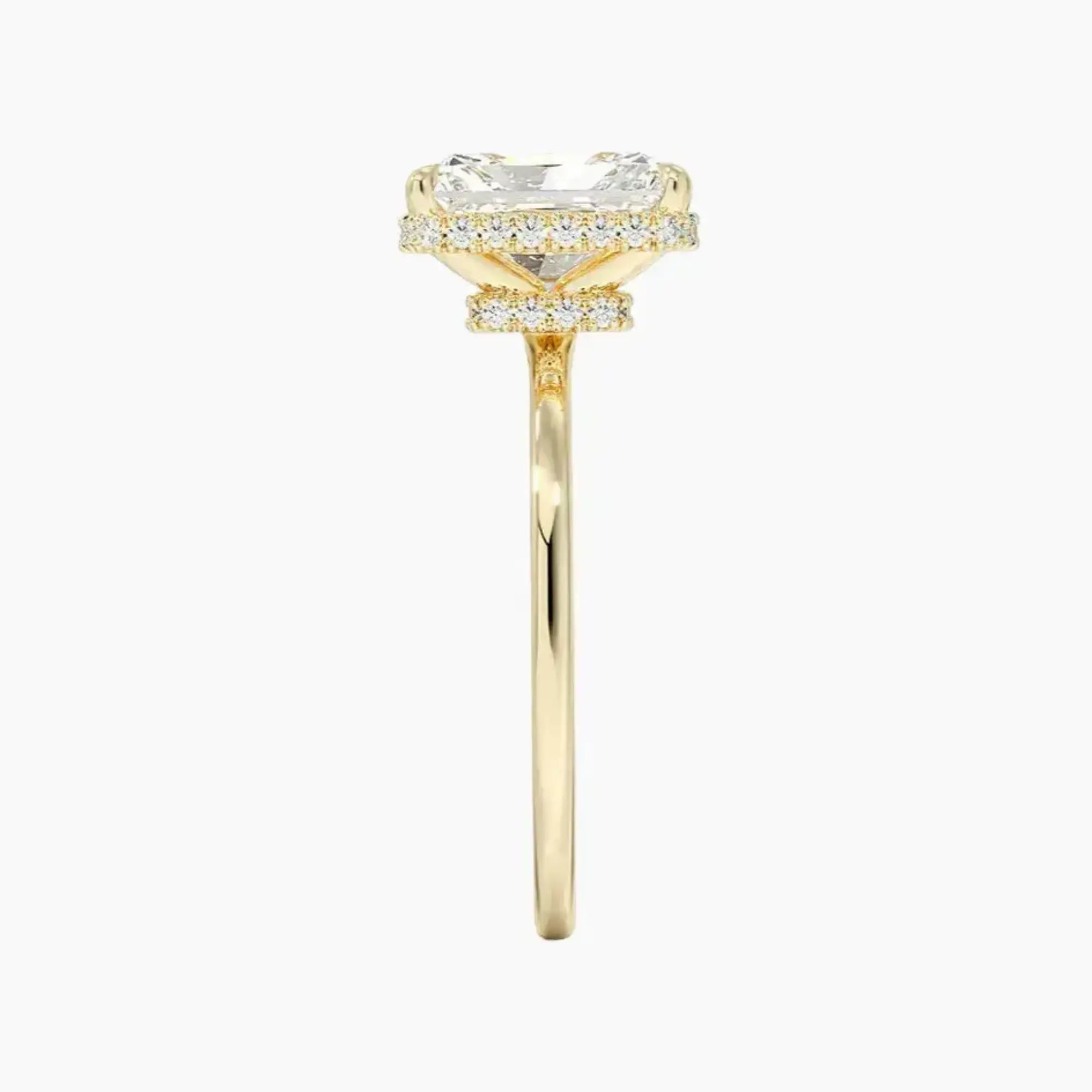 Mirabel Radiant Hidden Halo 2.5 Carat Lab Grown Diamond Engagement Ring in 14K Rose Gold