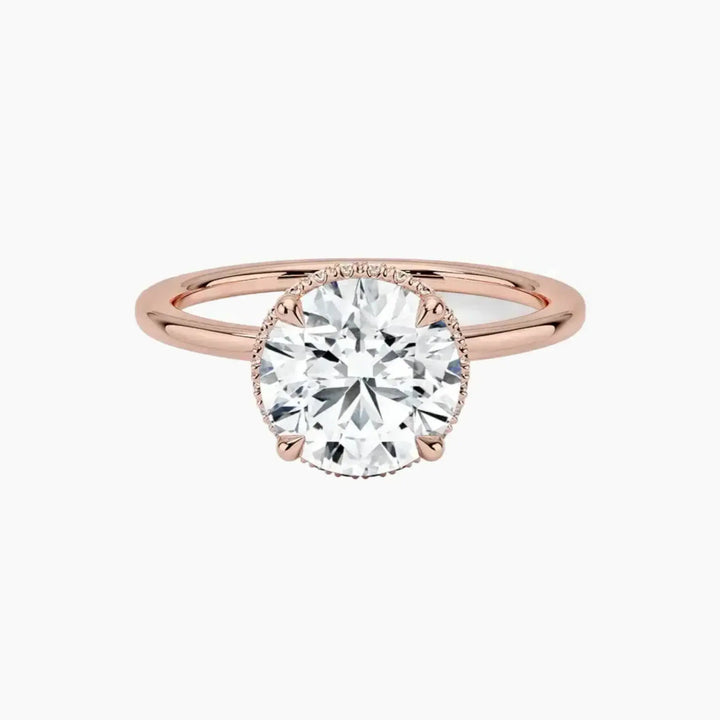 Mirabel Round Hidden Halo 3 Carat Lab Grown Diamond Engagement Ring in 18K Rose Gold