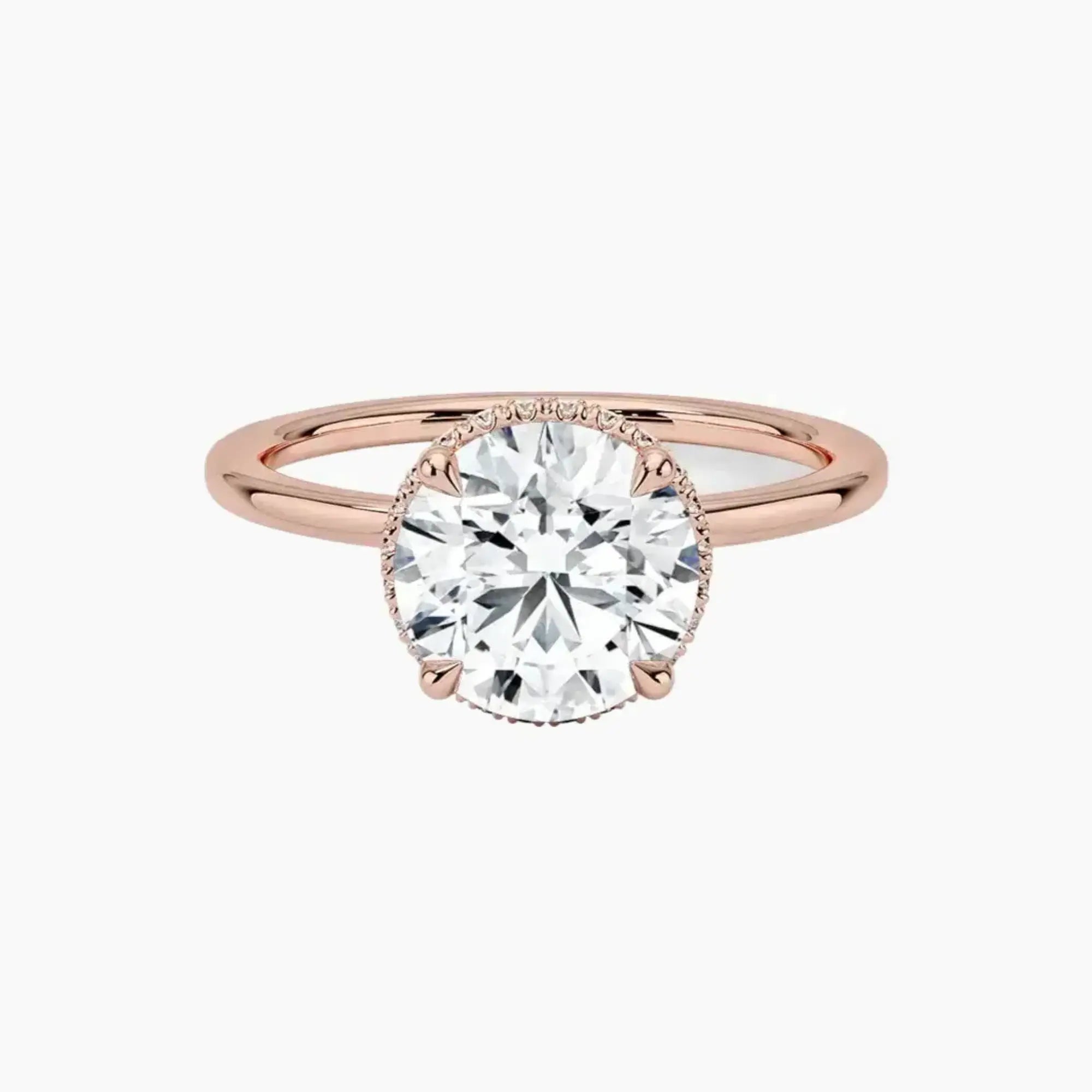 Mirabel Round Hidden Halo 1 Carat Lab Grown Diamond Engagement Ring in 18K Yellow Gold