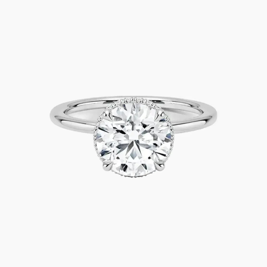 Mirabel Round Hidden Halo 2.5 Carat Lab Grown Diamond Engagement Ring in 14K White Gold