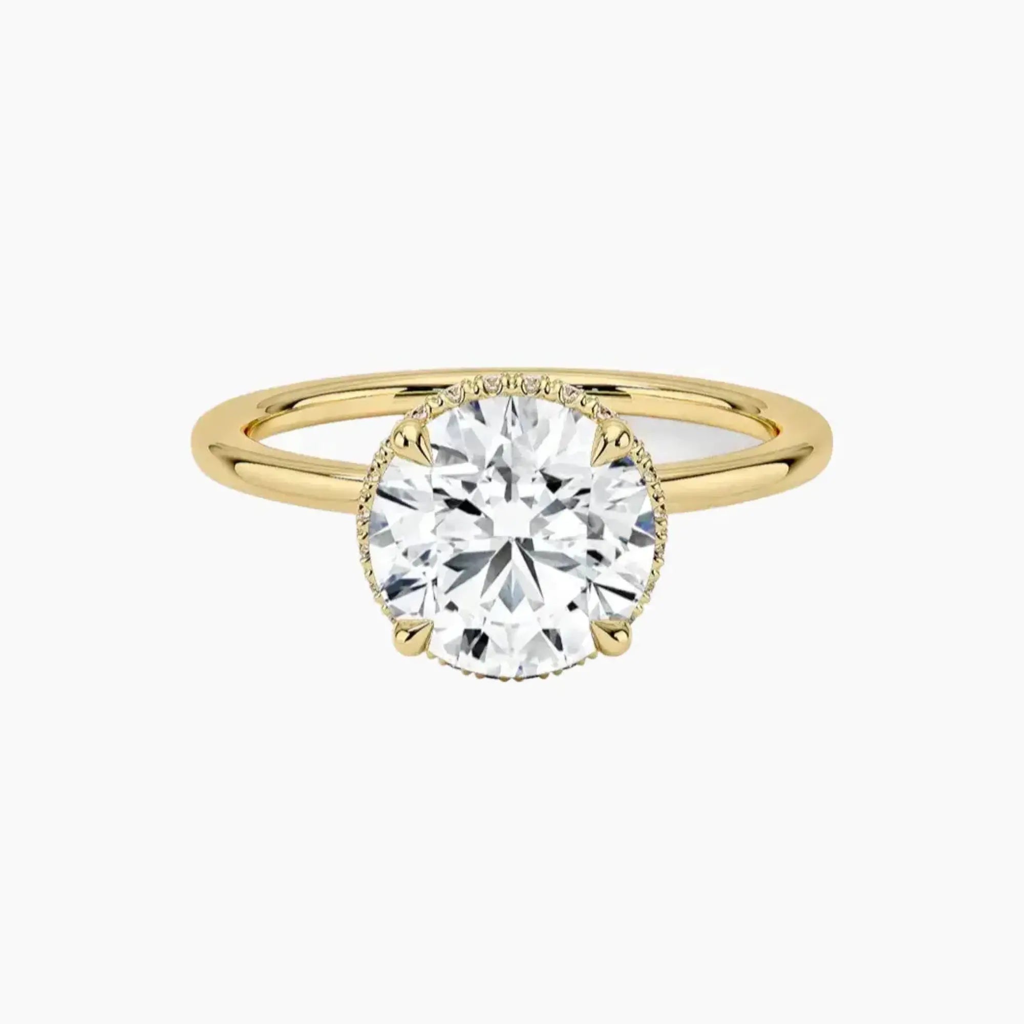 Mirabel Round Hidden Halo 1 Carat Lab Grown Diamond Engagement Ring in 14K Yellow Gold
