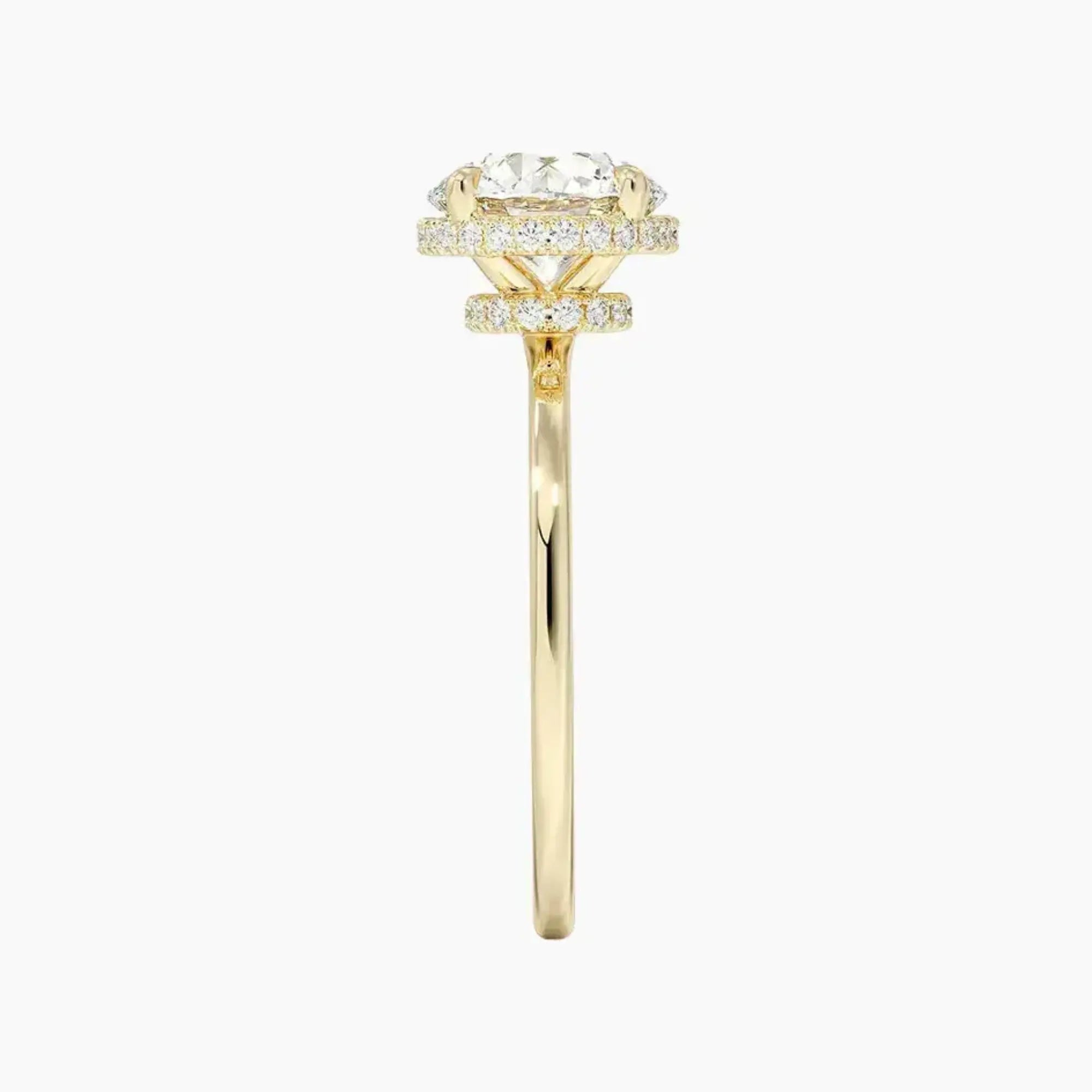 Mirabel Round Hidden Halo 1 Carat Lab Grown Diamond Engagement Ring in 18K White Gold