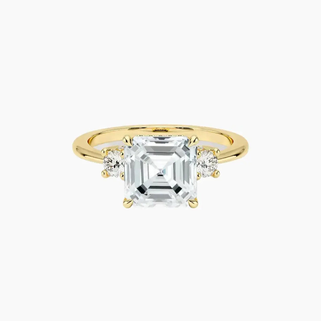 Seraphina Asscher Hidden Halo Diamond Ring Setting in 14K Yellow Gold