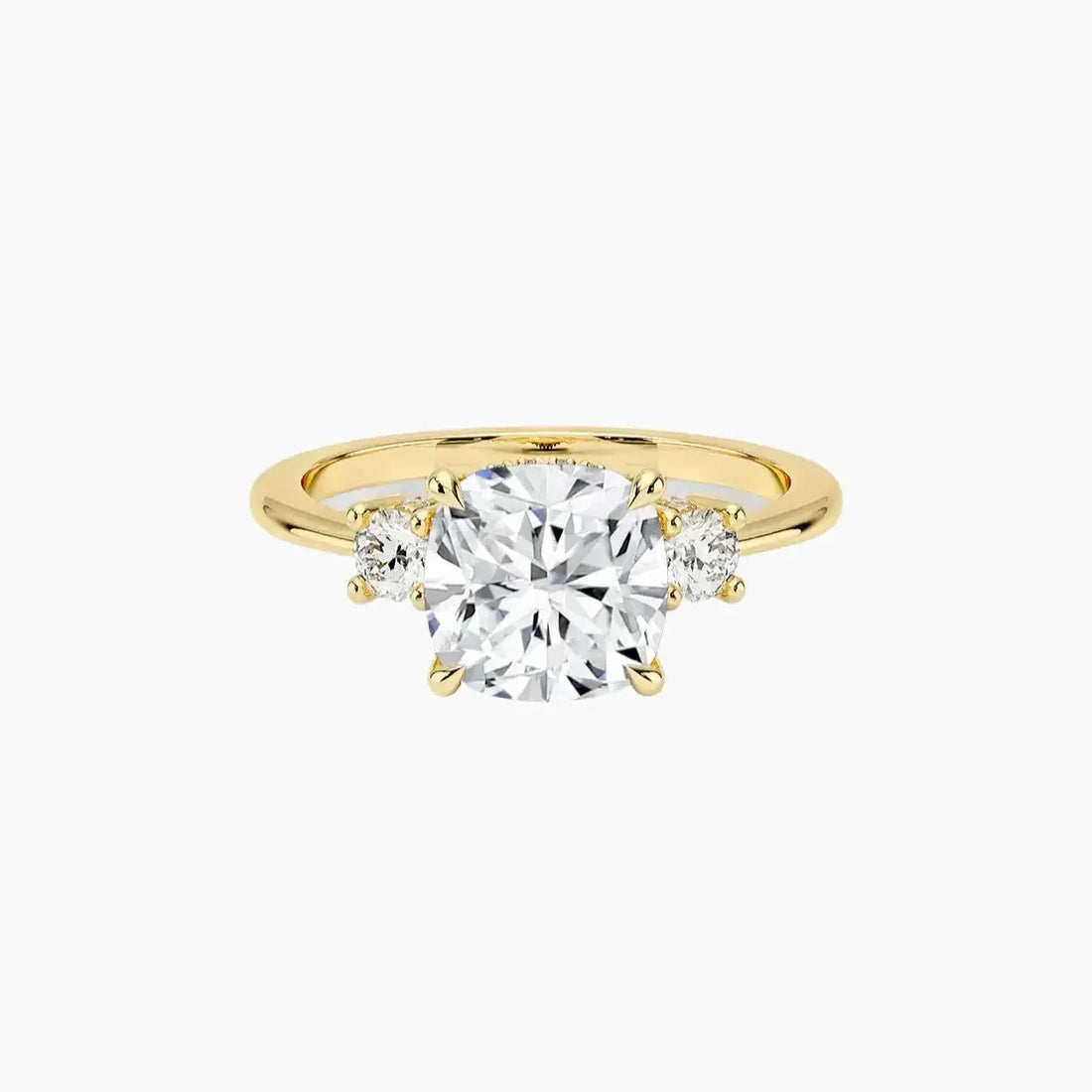 Seraphina Cushion Hidden Halo 3 Carat Lab Grown Diamond Engagement Ring in 14K Yellow Gold