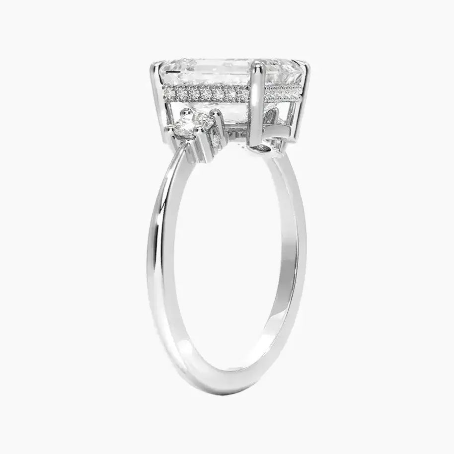 Seraphina Emerald Hidden Halo 2 Carat Lab Grown Diamond Engagement Ring in 18K Yellow Gold