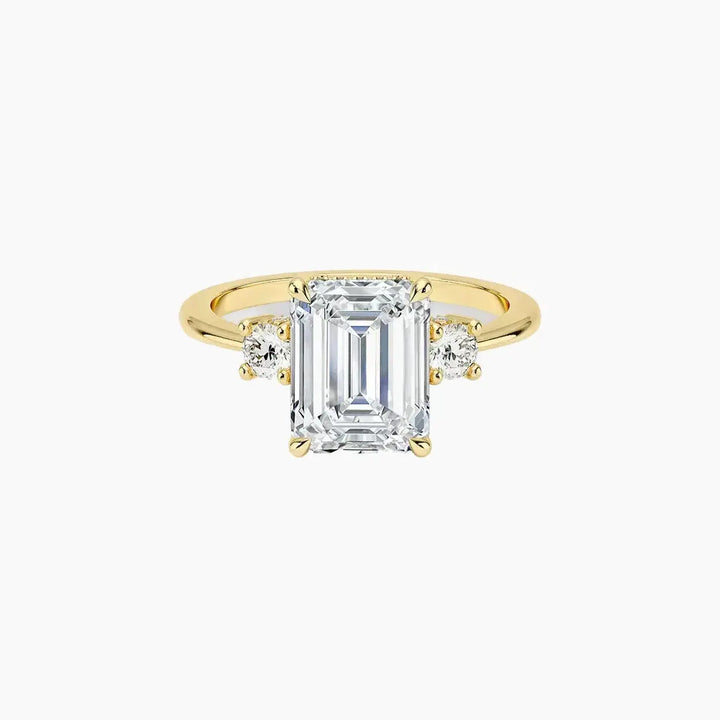 Seraphina Emerald Hidden Halo 2 Carat Lab Grown Diamond Engagement Ring in 18K Yellow Gold