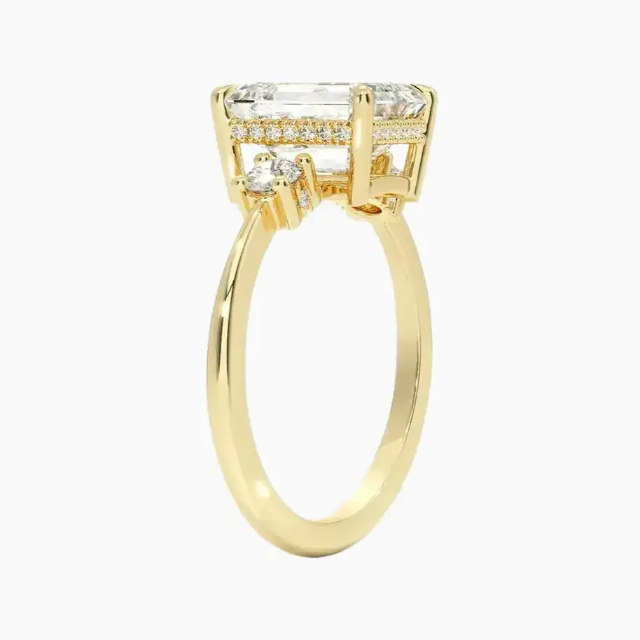 Seraphina Emerald Hidden Halo 2 Carat Lab Grown Diamond Engagement Ring in 14K Rose Gold