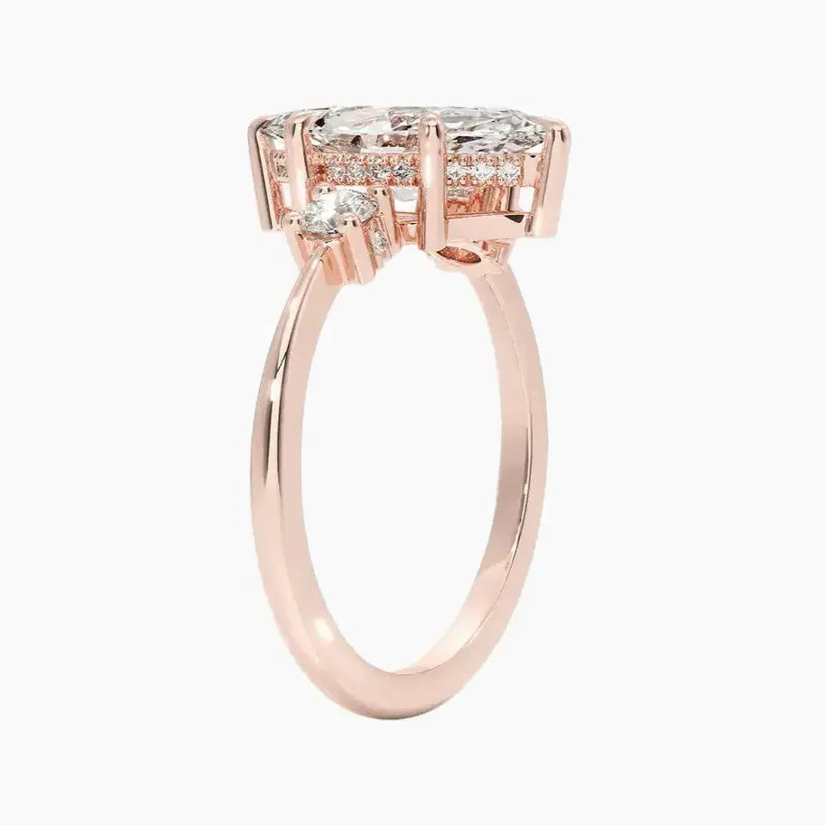 Seraphina Marquise Hidden Halo 3 Carat Lab Grown Diamond Engagement Ring in 18K White Gold