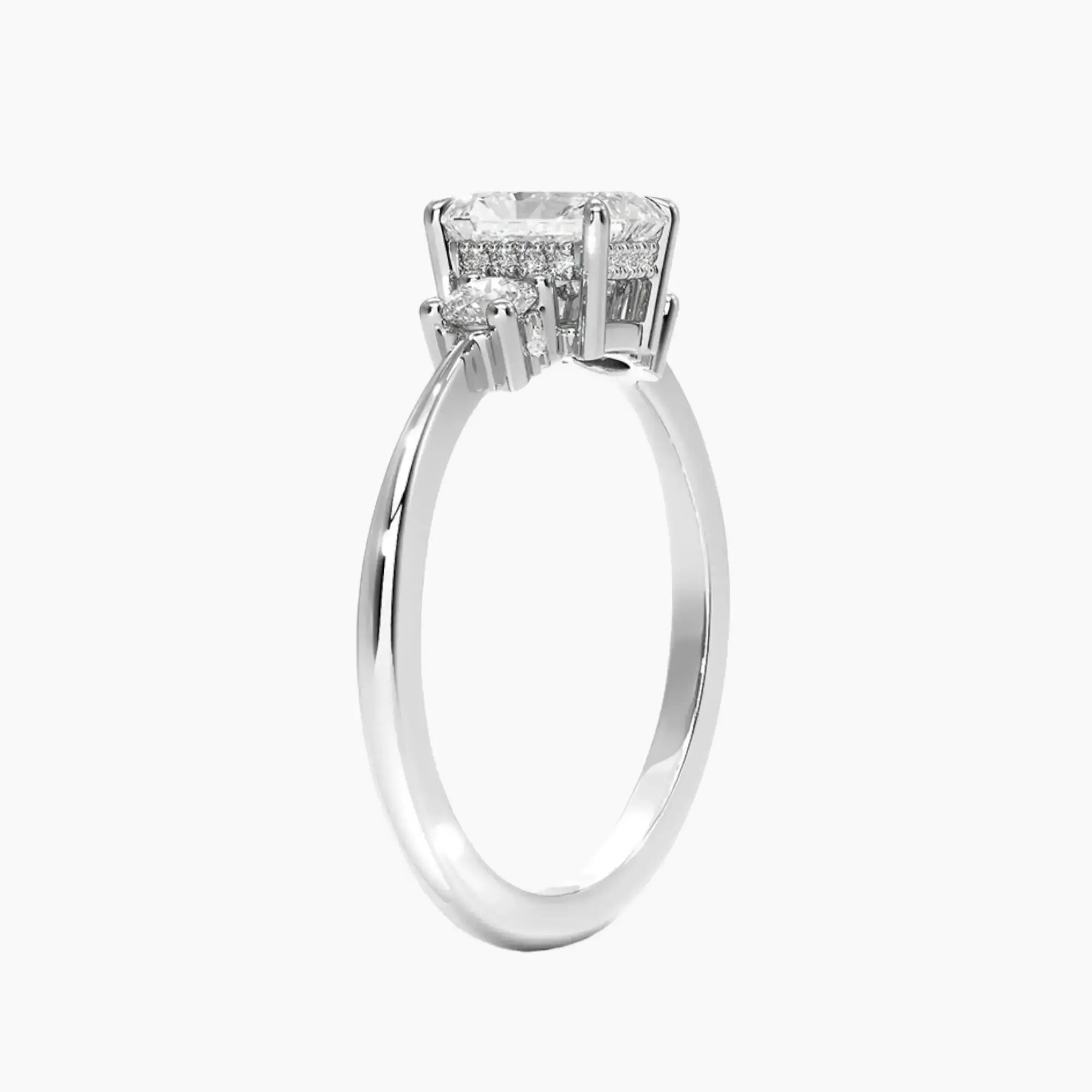 Seraphina Oval Hidden Halo 2.5 Carat Lab Grown Diamond Engagement Ring in 14K White Gold