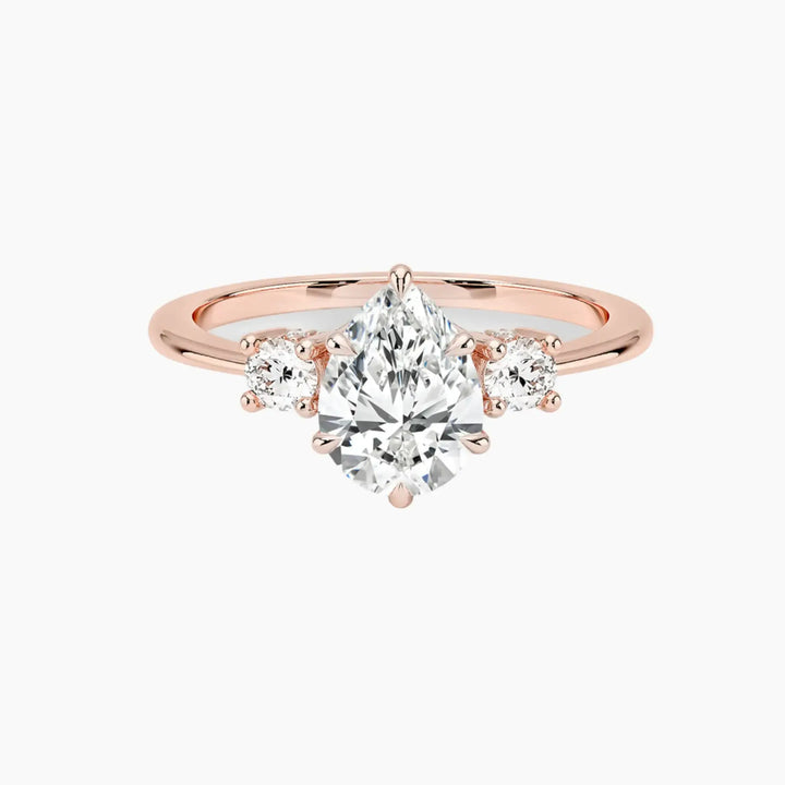 Seraphina Pear Hidden Halo 3 Carat Lab Grown Diamond Engagement Ring in 18K Rose Gold
