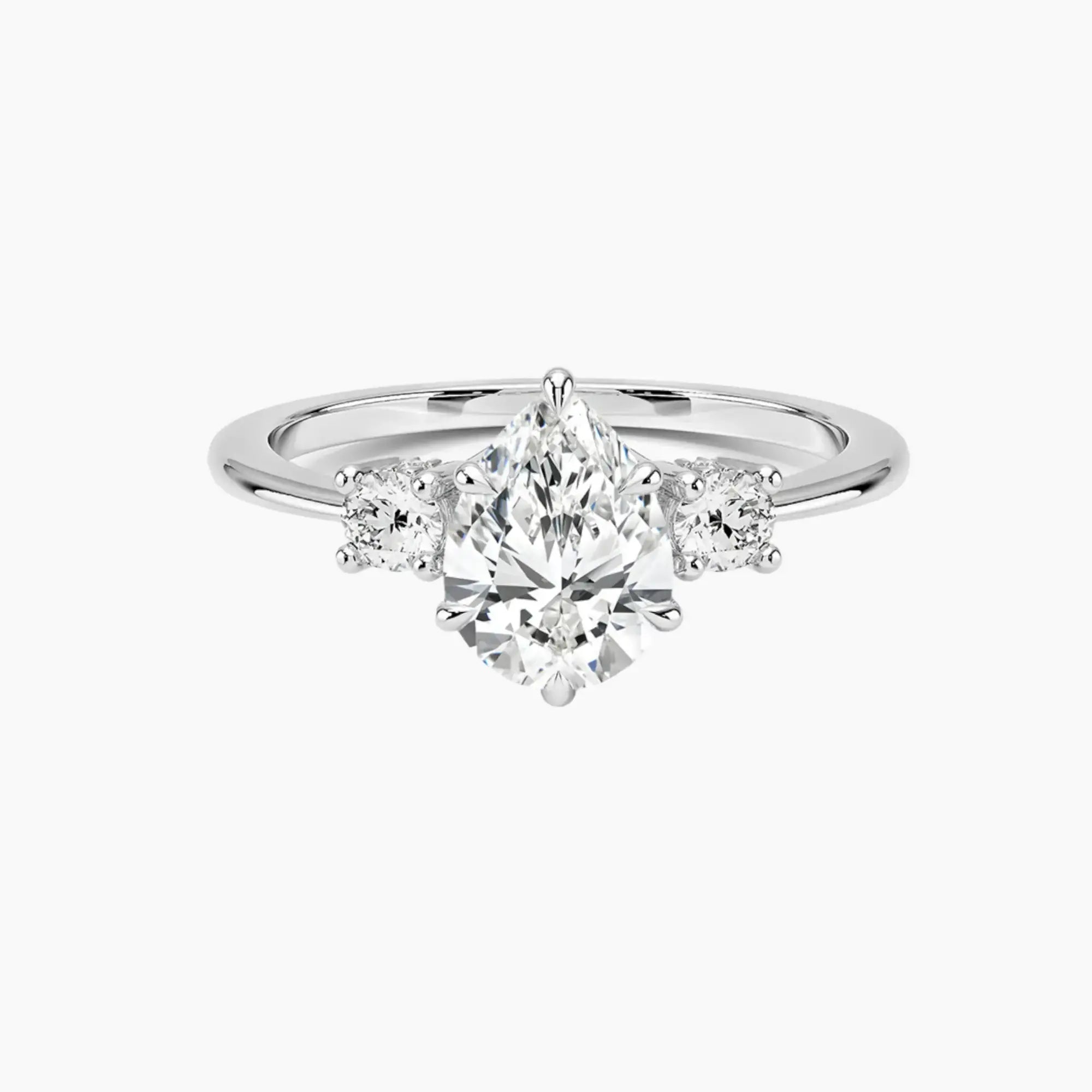 Seraphina Pear Hidden Halo Diamond Ring Setting in 18K White Gold