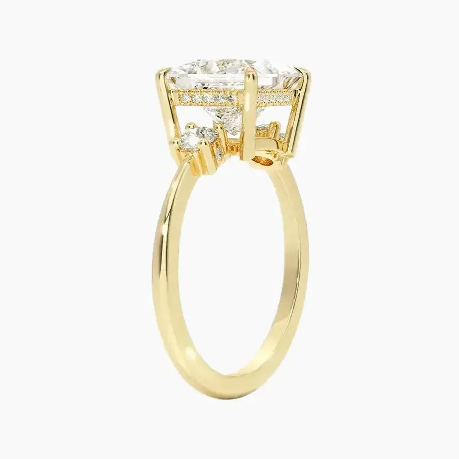 Seraphina Princess Hidden Halo 2.5 Carat Lab Grown Diamond Engagement Ring in 18K Yellow Gold
