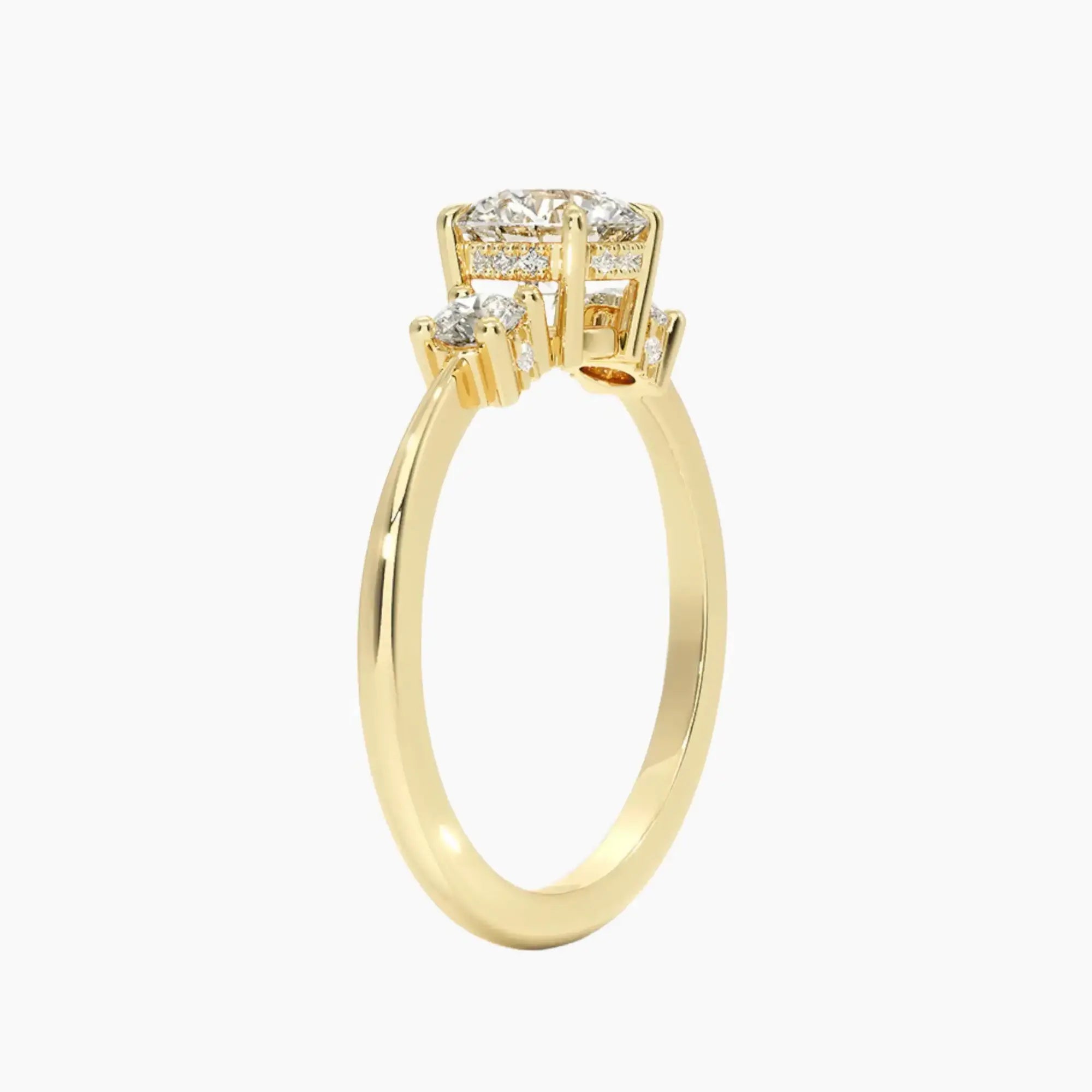 Seraphina Round Hidden Halo Diamond Ring Setting in 18K Rose Gold