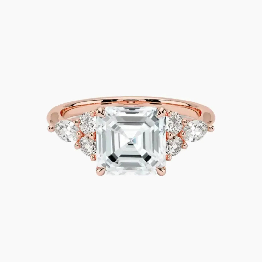 Ingrid Asscher Designer 2.5 Carat Lab Grown Diamond Engagement Ring in 14K Rose Gold