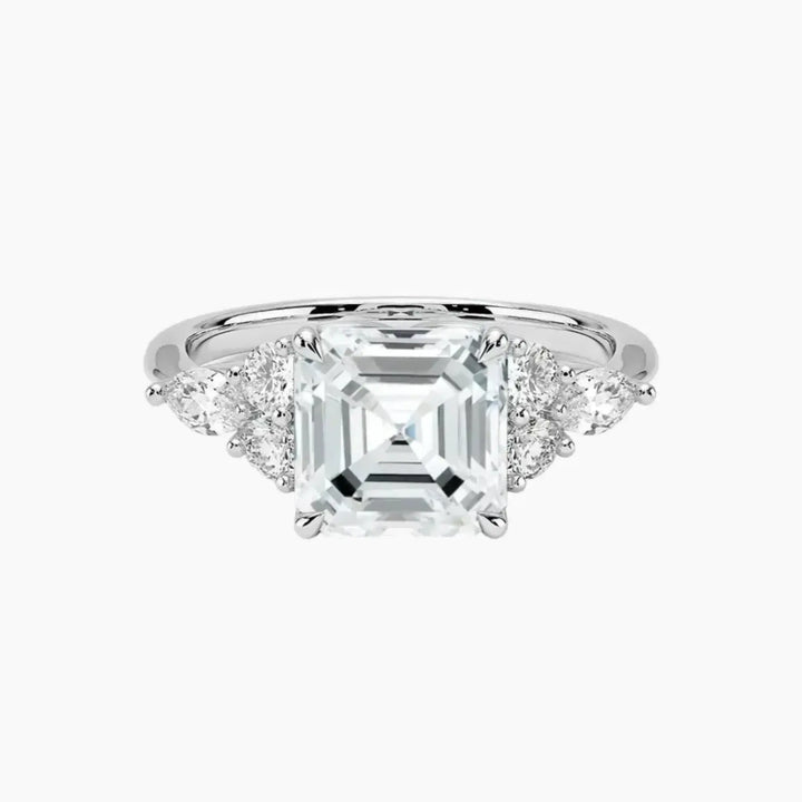 Ingrid Asscher Designer 1 Carat Lab Grown Diamond Engagement Ring in 18K White Gold