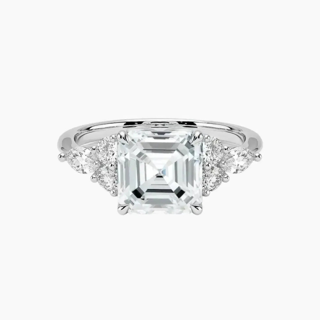 Ingrid Asscher Designer 2.5 Carat Lab Grown Diamond Engagement Ring in 18K White Gold