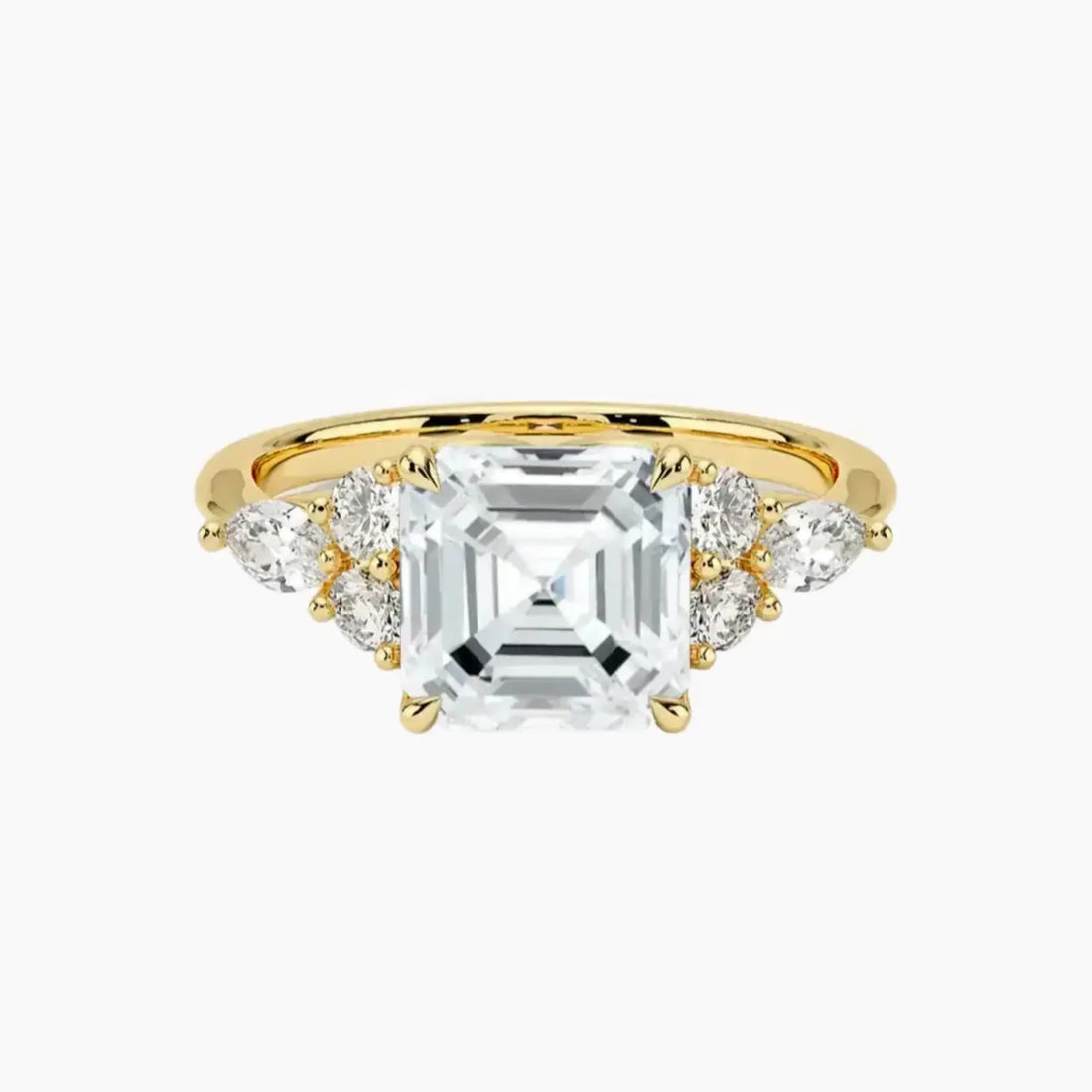 Ingrid Asscher Designer 1 Carat Lab Grown Diamond Engagement Ring in 14K Yellow Gold