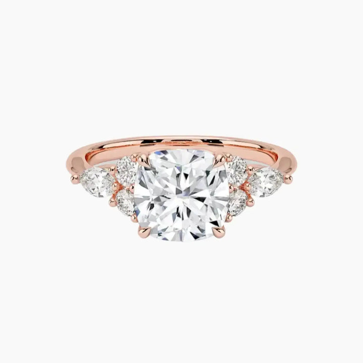 Ingrid Cushion Designer 2.5 Carat Lab Grown Diamond Engagement Ring in 14K Rose Gold