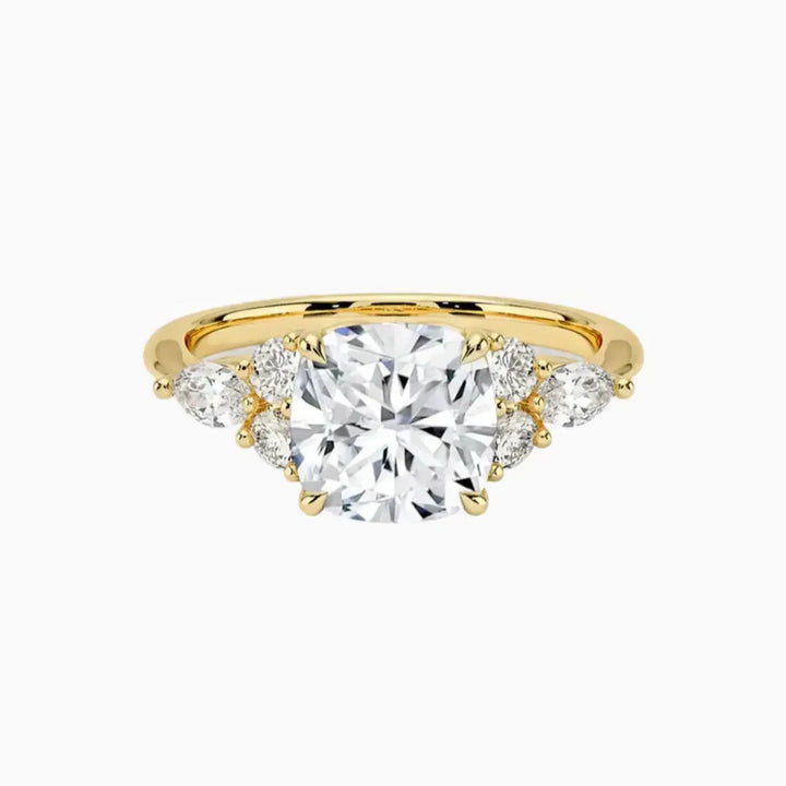 Ingrid Cushion Designer 1.5 Carat Lab Grown Diamond Engagement Ring in 14K Yellow Gold