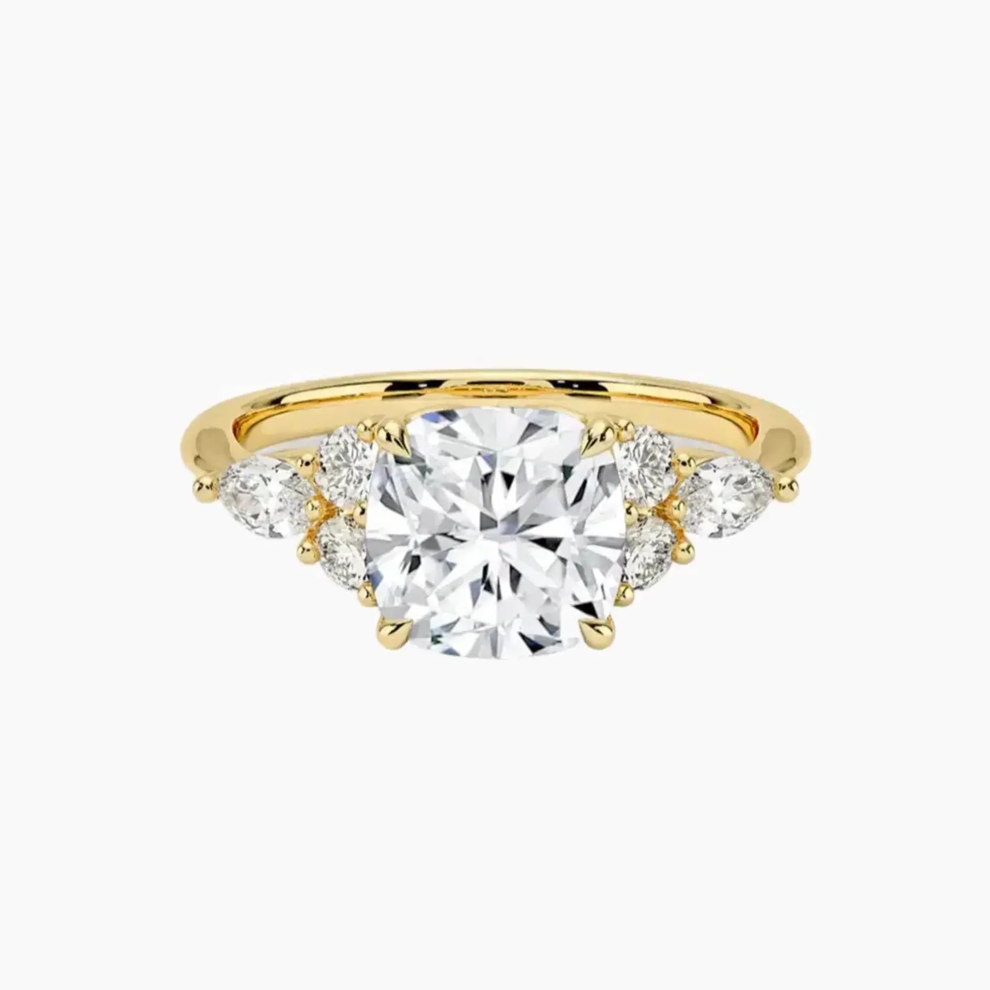 Ingrid Cushion Designer 2 Carat Lab Grown Diamond Engagement Ring in 14K Yellow Gold