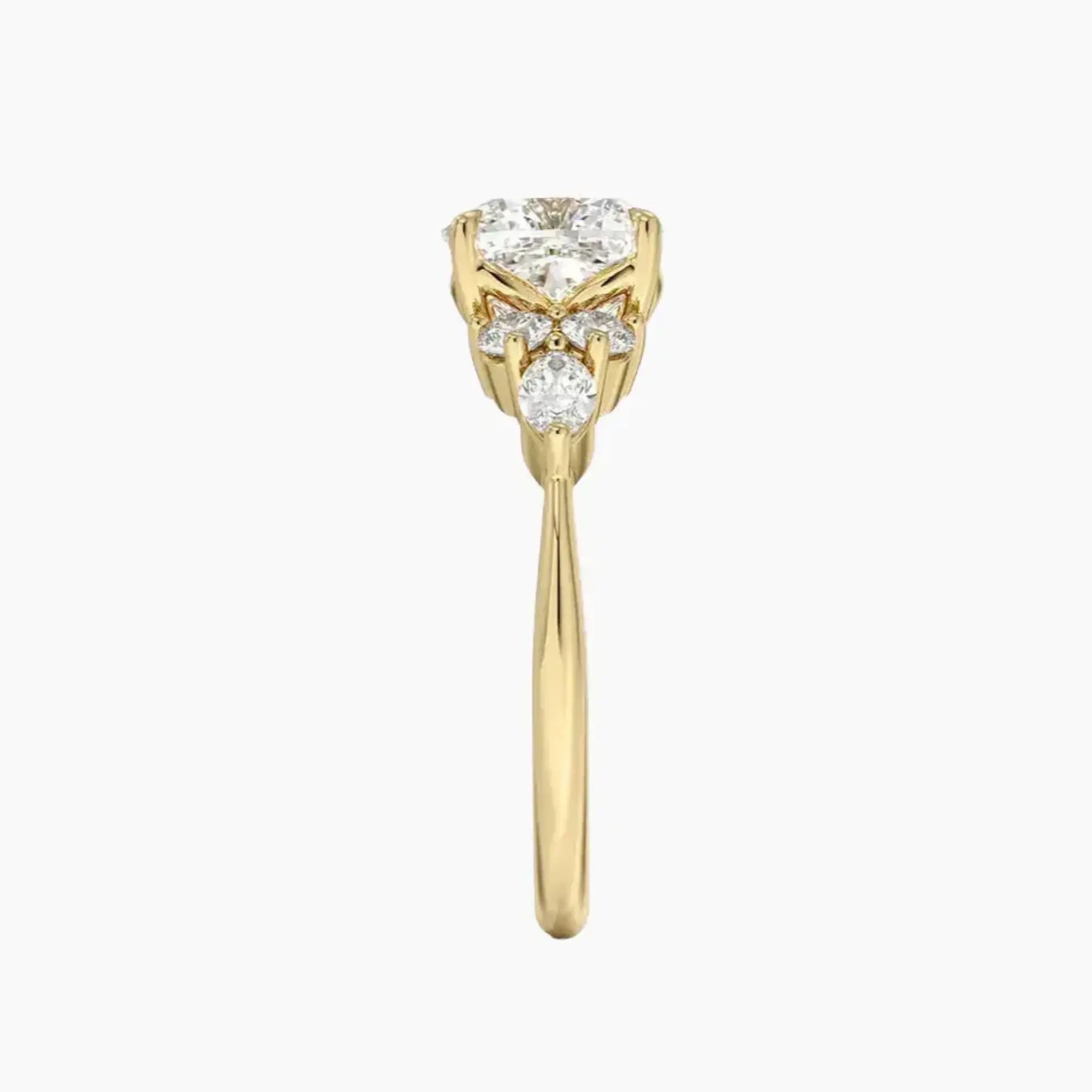 Ingrid Cushion Designer 2 Carat Lab Grown Diamond Engagement Ring in 14K Yellow Gold