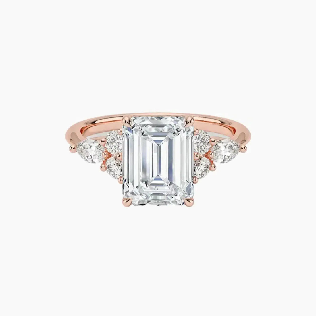 Ingrid Emerald Designer 2 Carat Lab Grown Diamond Engagement Ring in 18K Rose Gold