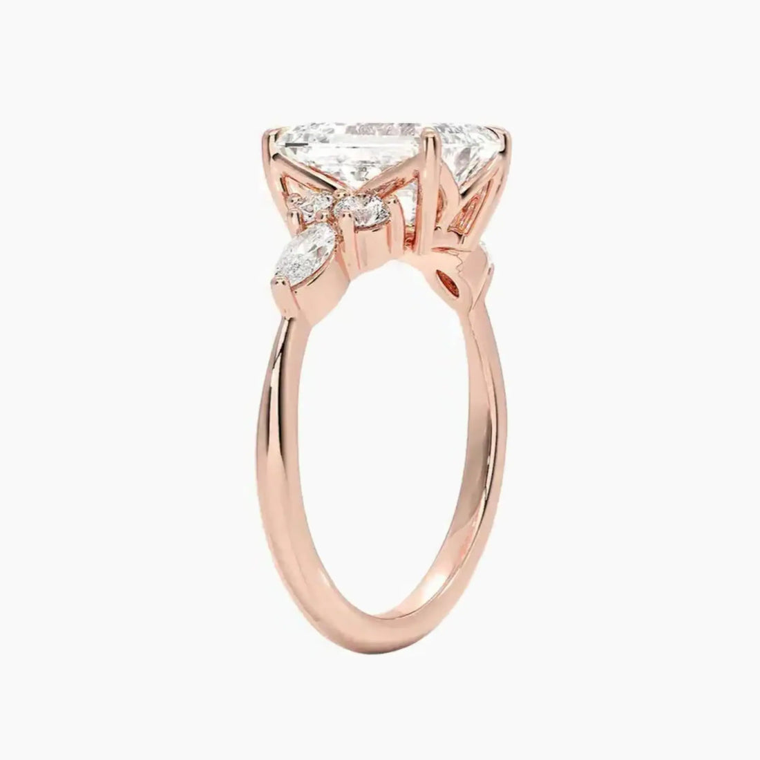 Ingrid Emerald Designer 3 Carat Lab Grown Diamond Engagement Ring in 14K White Gold