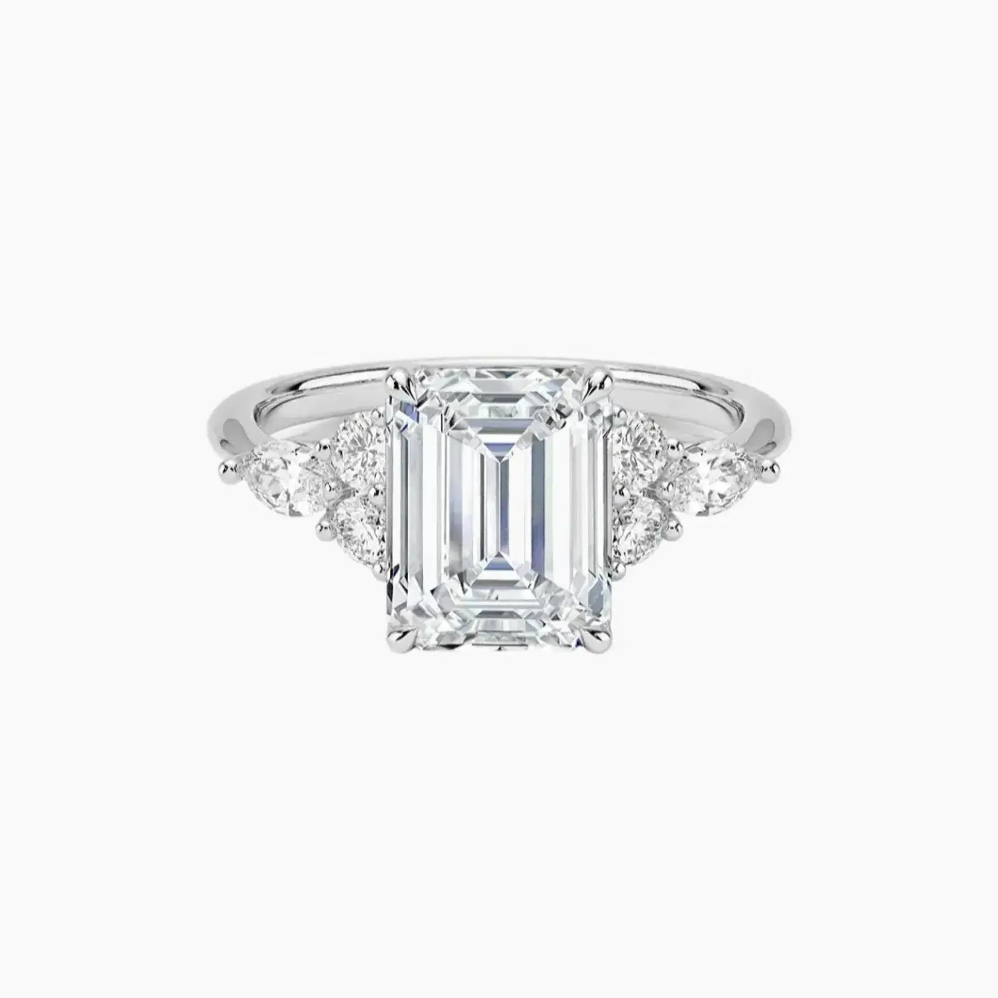 Ingrid Emerald Designer 1.5 Carat Lab Grown Diamond Engagement Ring in 14K White Gold