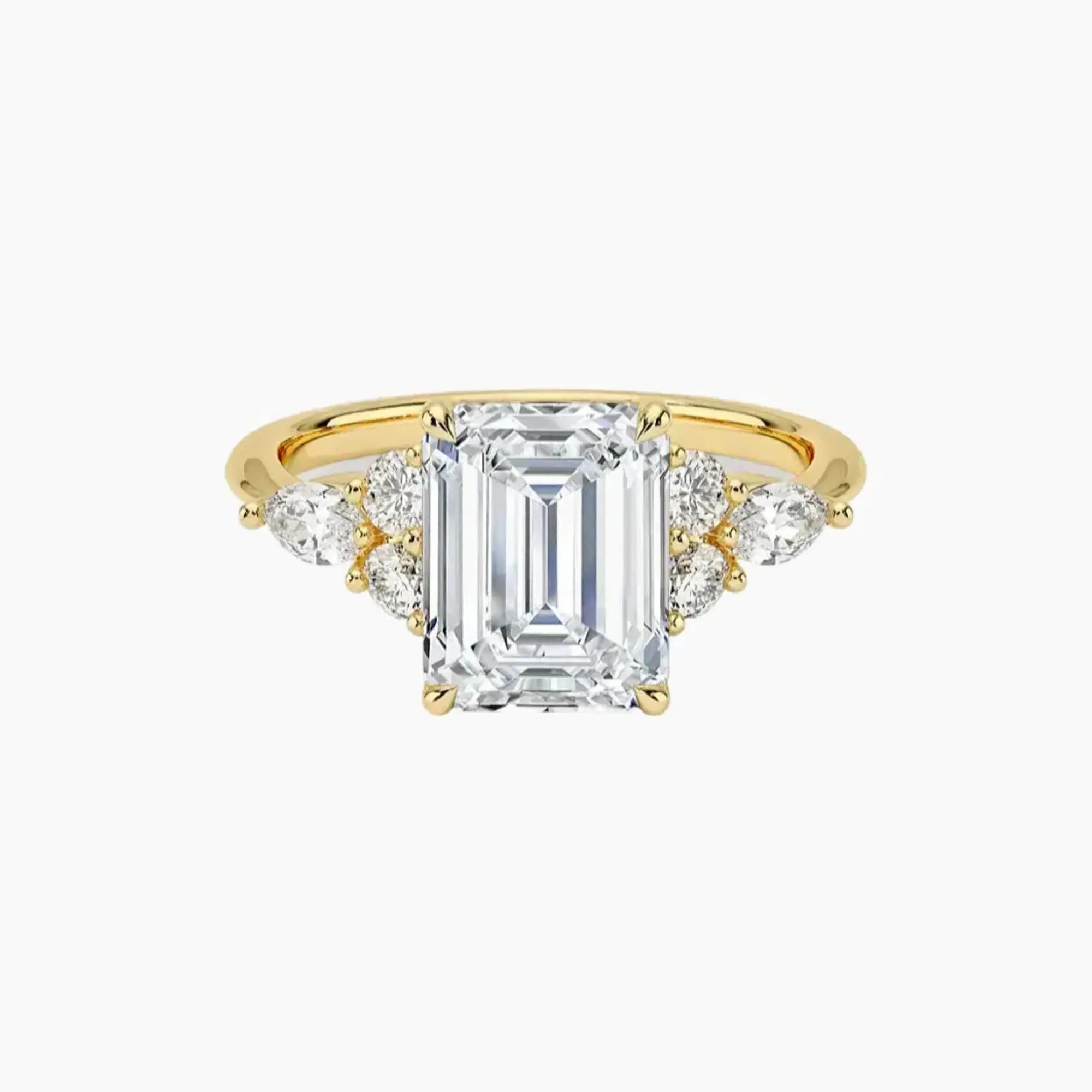 Ingrid Emerald Designer Diamond Ring Setting in 14K White Gold