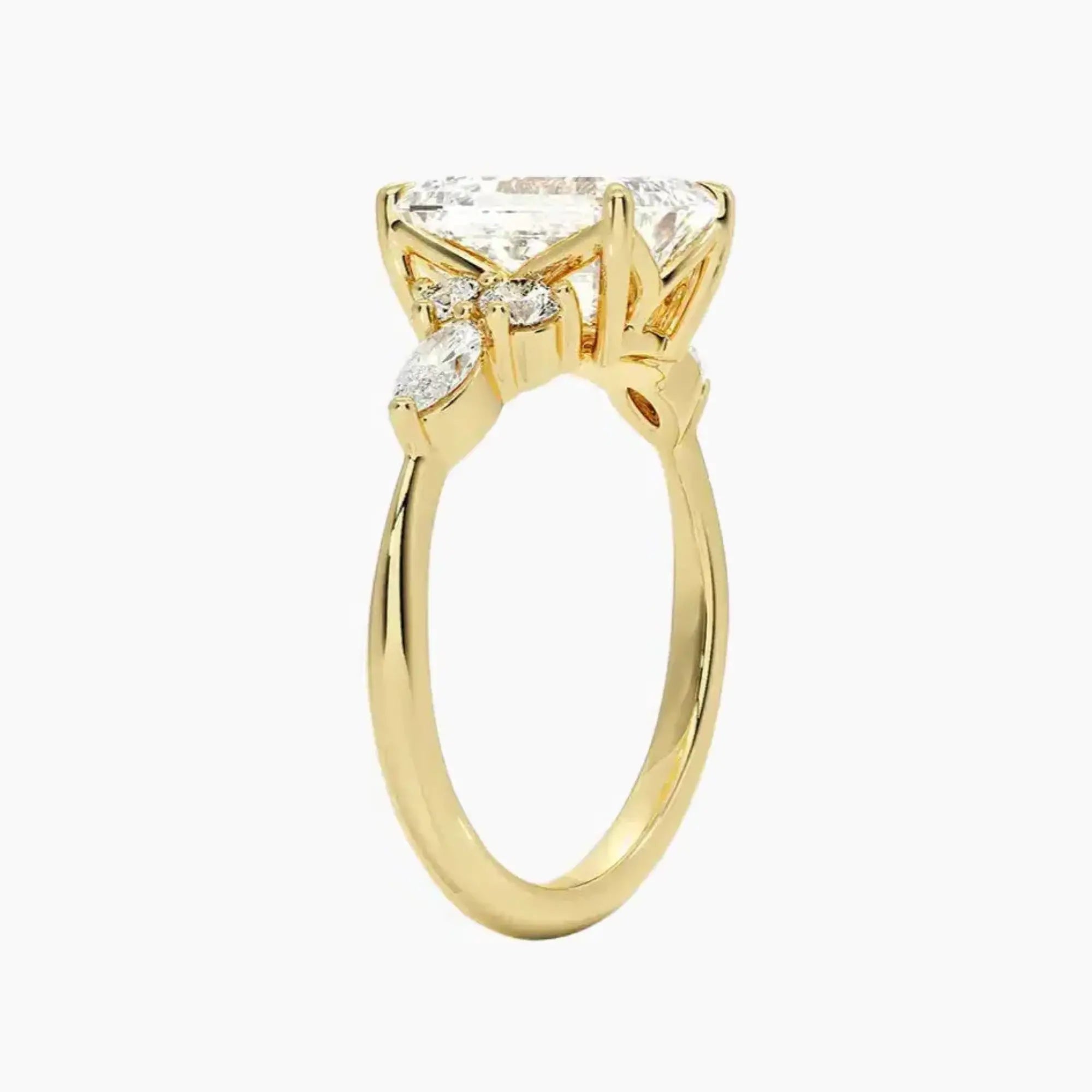 Ingrid Emerald Designer Diamond Ring Setting in 18K Yellow Gold