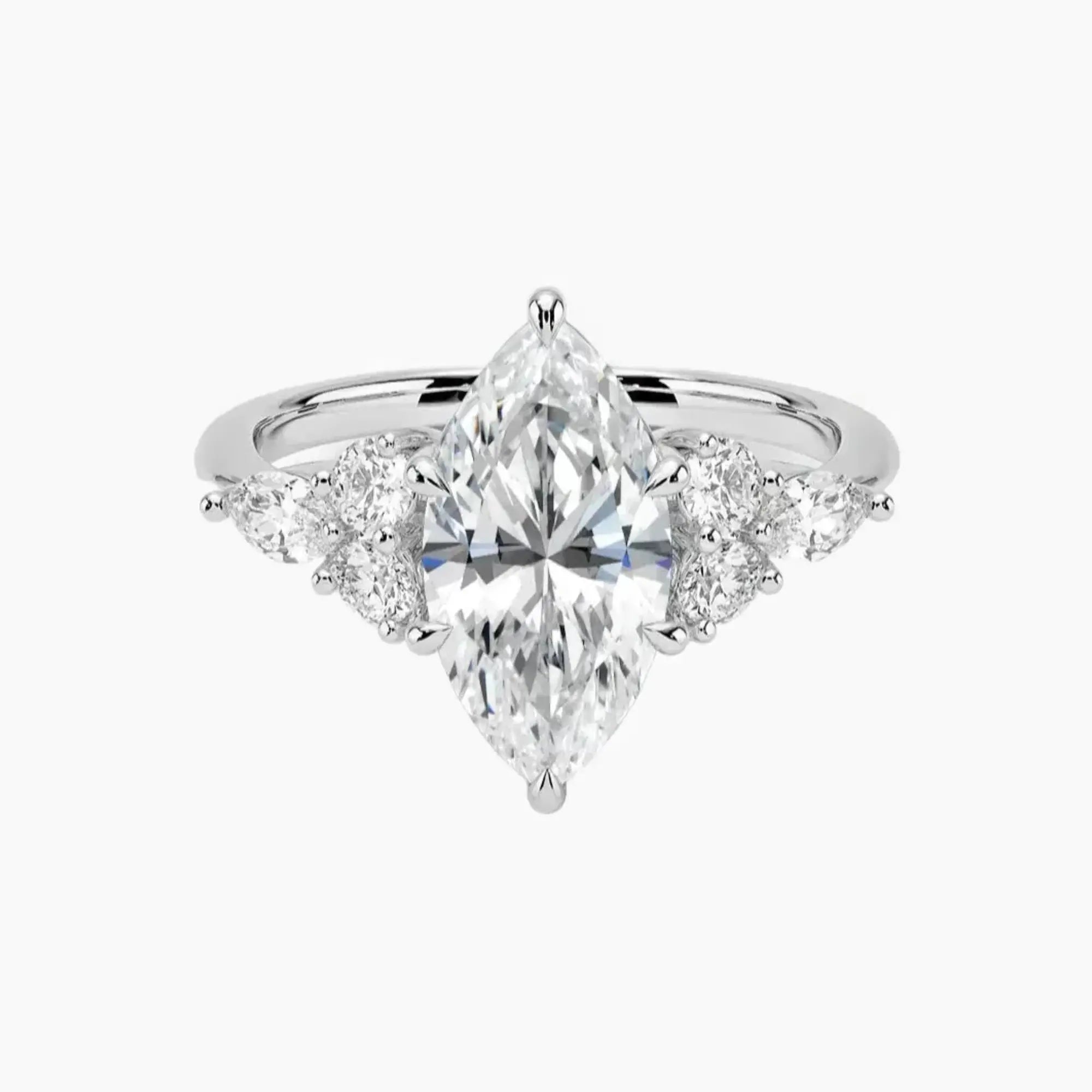 Ingrid Marquise Designer 2.5 Carat Lab Grown Diamond Engagement Ring in 18K White Gold